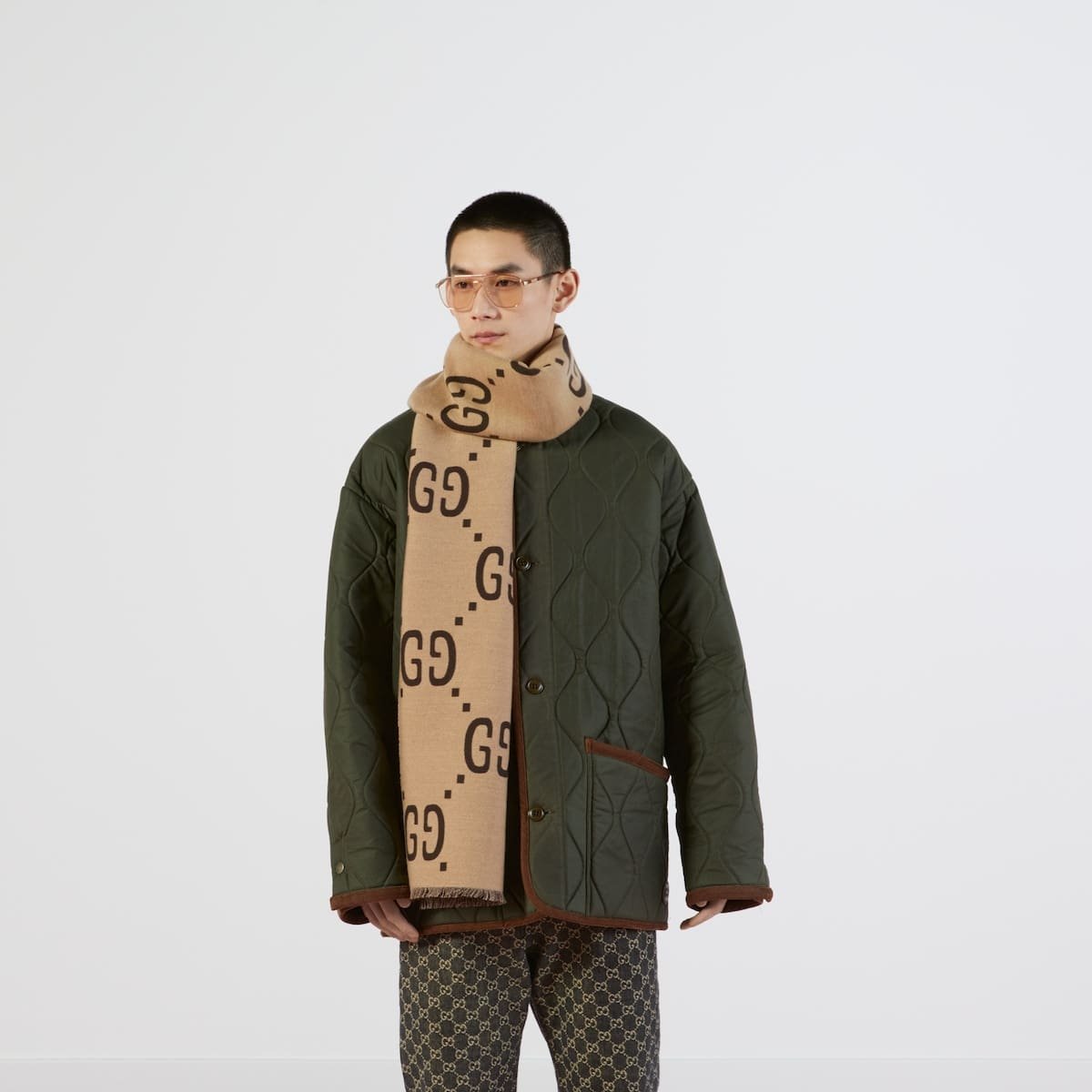 Gvc*1 jacquard wool silk scarf