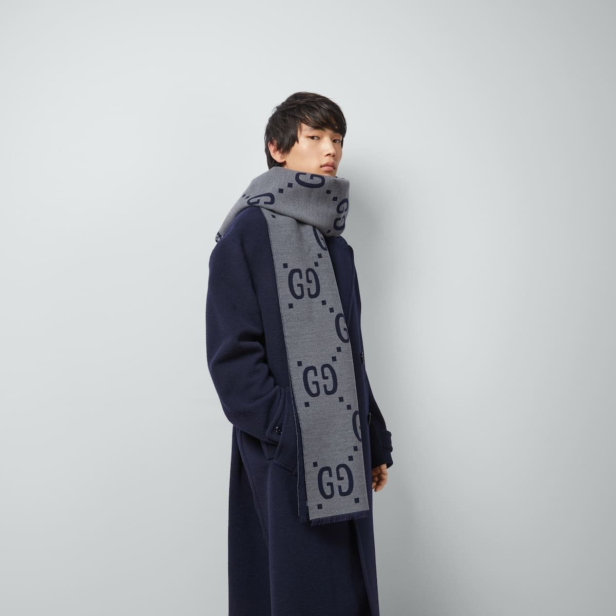 Gvc*1 jacquard wool silk scarf