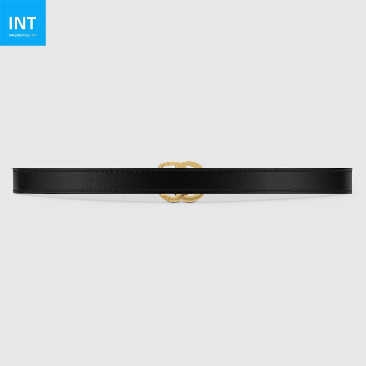 GG Marmont thin leather belt with shiny buckle