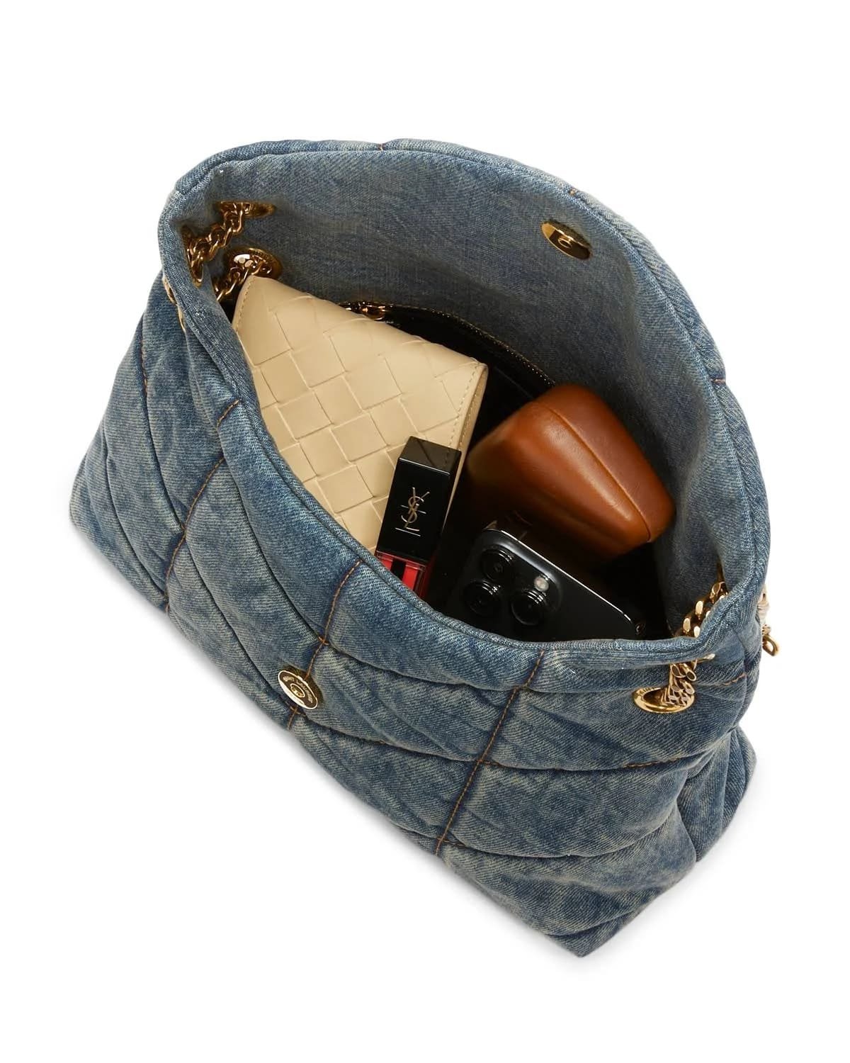 Sa1nt Lau*nt Denim LouLou Puffer Bag