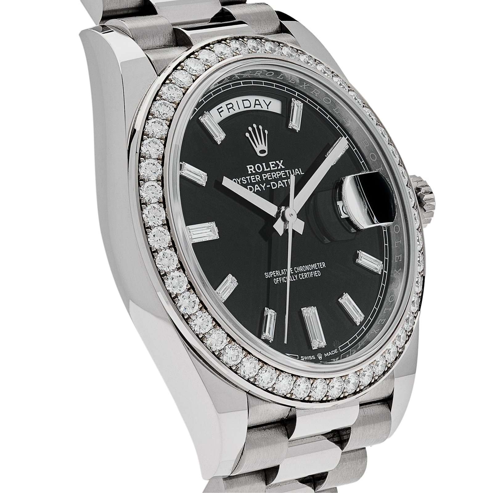 R01ex Day-Date 40 228349RBR White Gold Black Dial D1am0nd Bezel (2021)