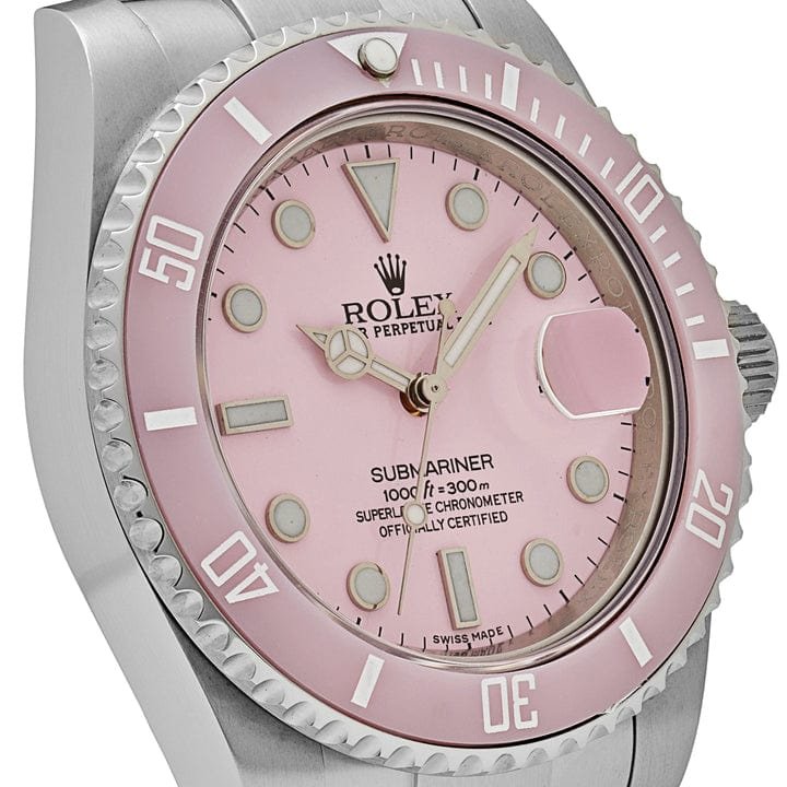 R01ex Submariner Date 116610LN Stainless Steel With Aftermarket Custom Made Pink Dial (2019)