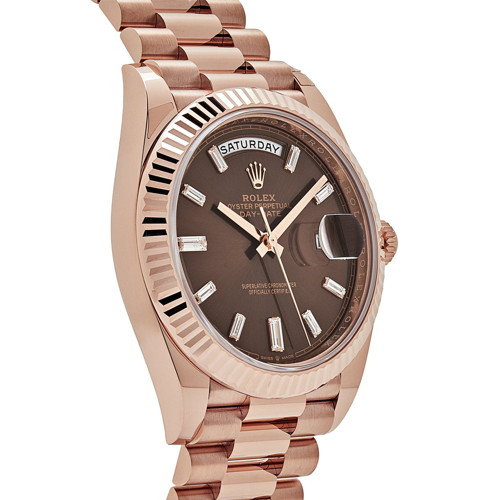 R01ex Day-Date 40 228235 Rose Gold Chocolate Baguette D1am0nd Dial (2024)