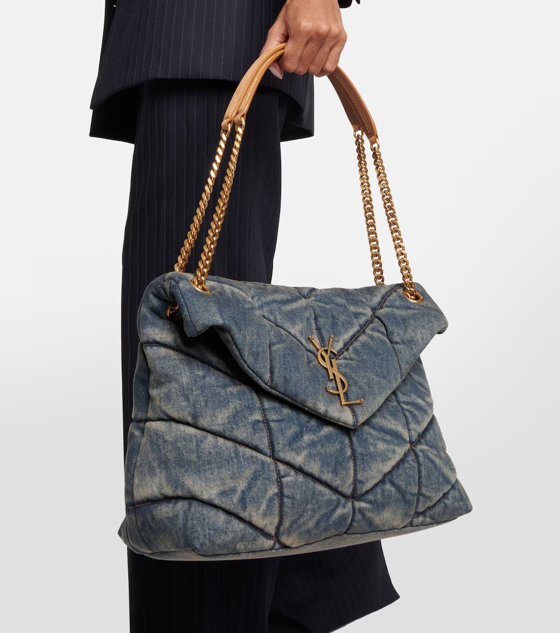 Sa1nt Lau*nt PUFFER SMALL IN SUEDE AND DENIM