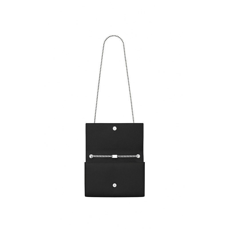 Sa1nt Lau*nt Large Kate Chain Bag In Black Textured Leather