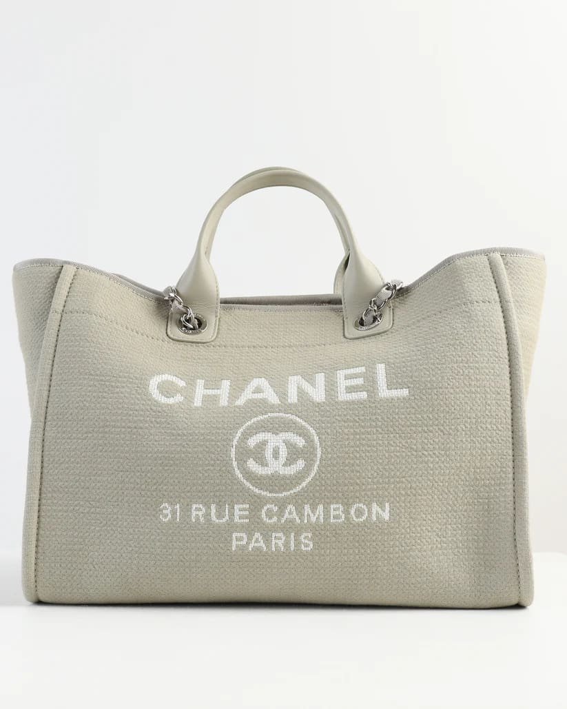 Ch**el Deauville Large Gray Tote Bag