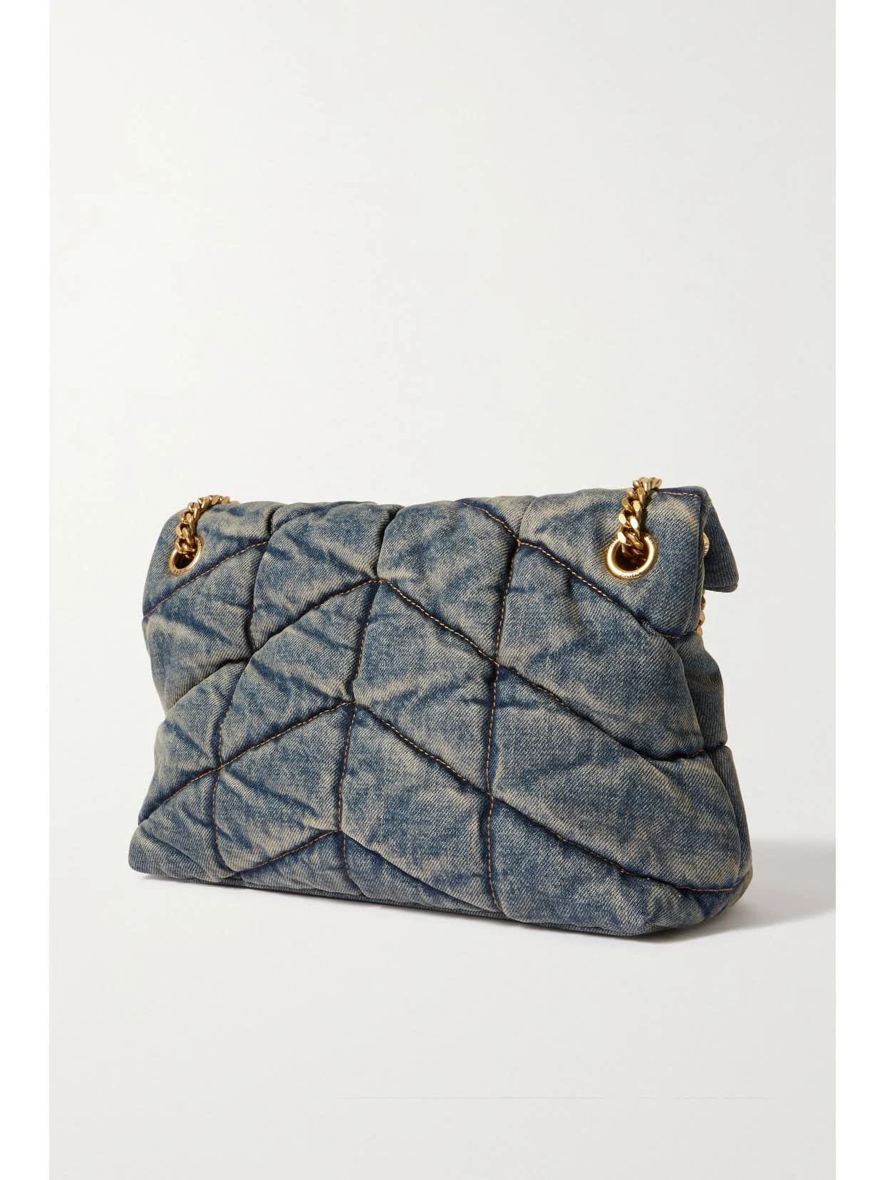 Sa1nt Lau*nt Denim LouLou Puffer Bag