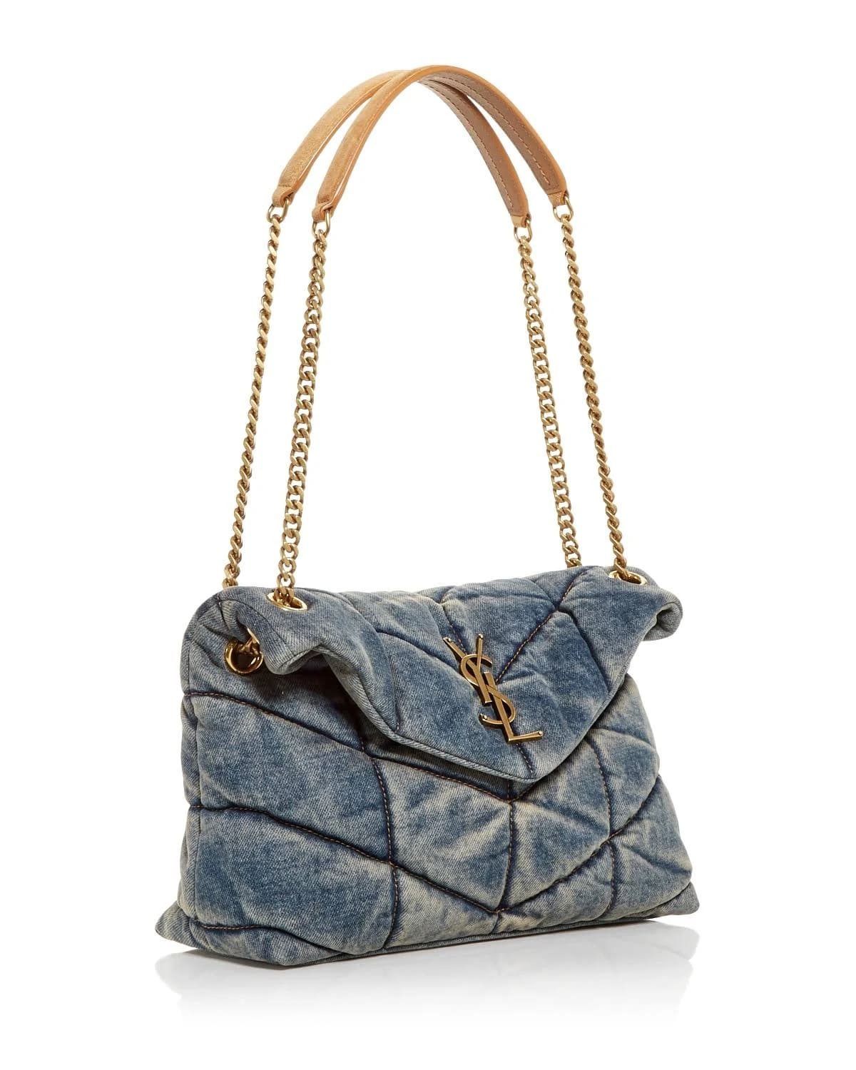 Sa1nt Lau*nt Denim LouLou Puffer Bag