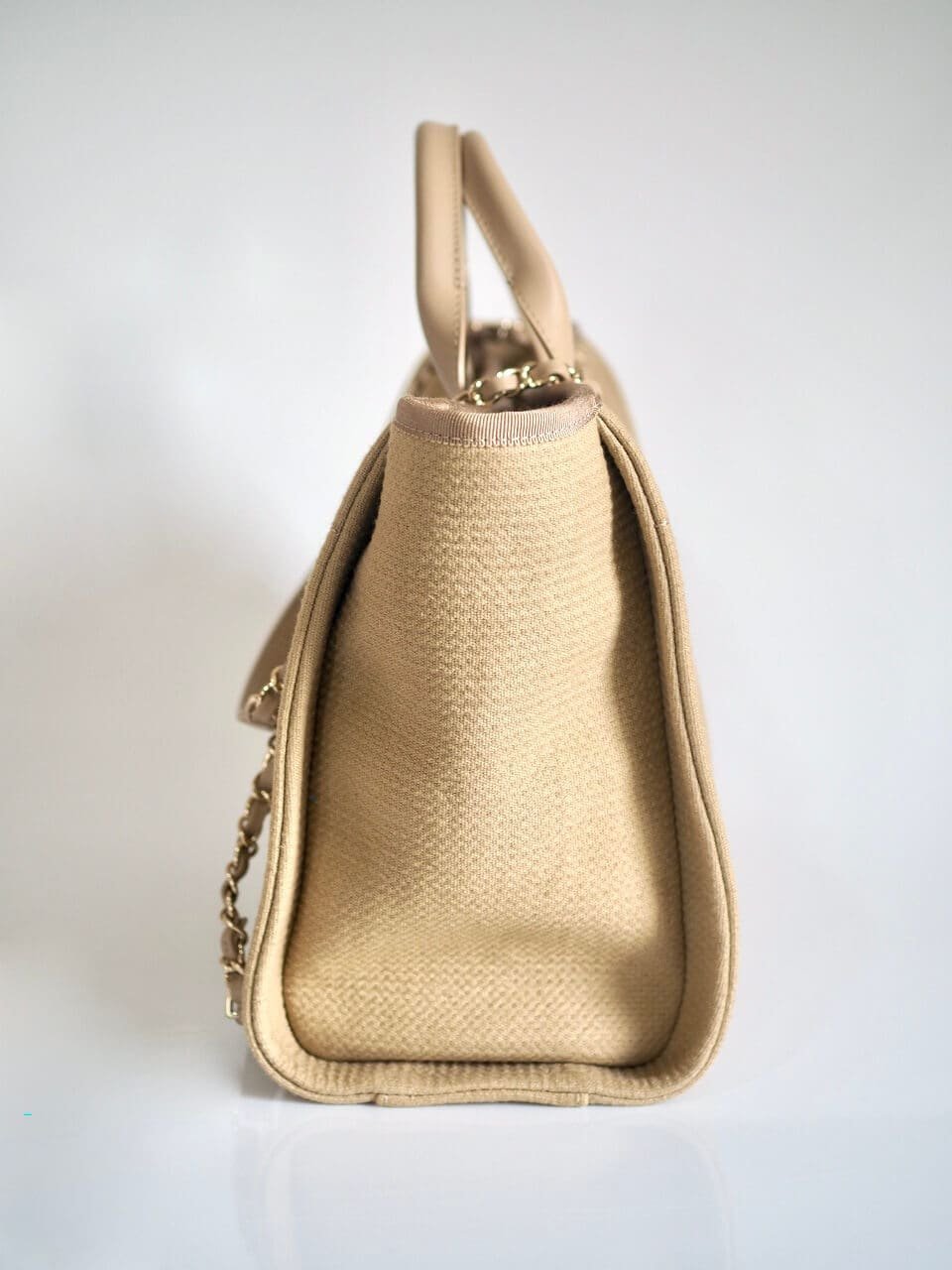 Ch**el Deauville Tote Small Beige Canvas