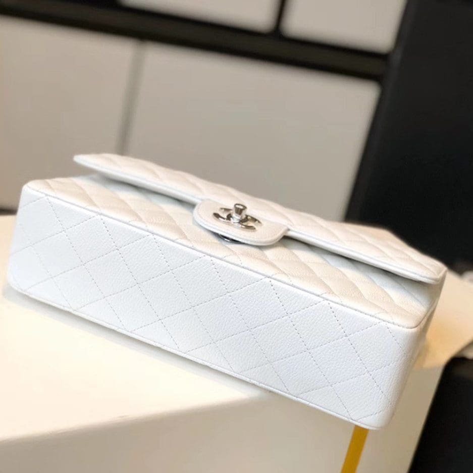 Ch**el Classic Flap Handbag SILVER METAL