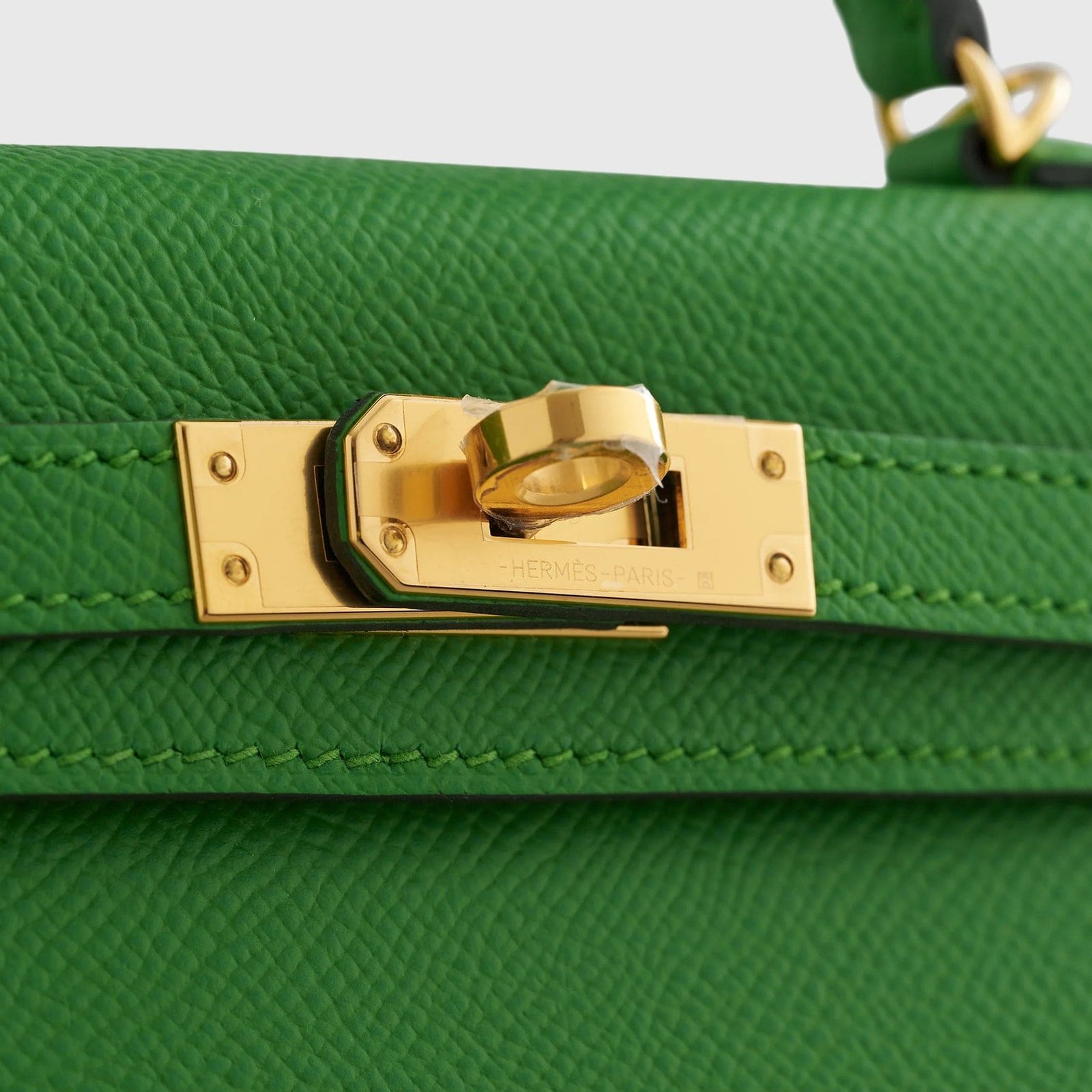 H**me5 Kelly Mini Epsom Vert Yucca Sellier Gold Hardware