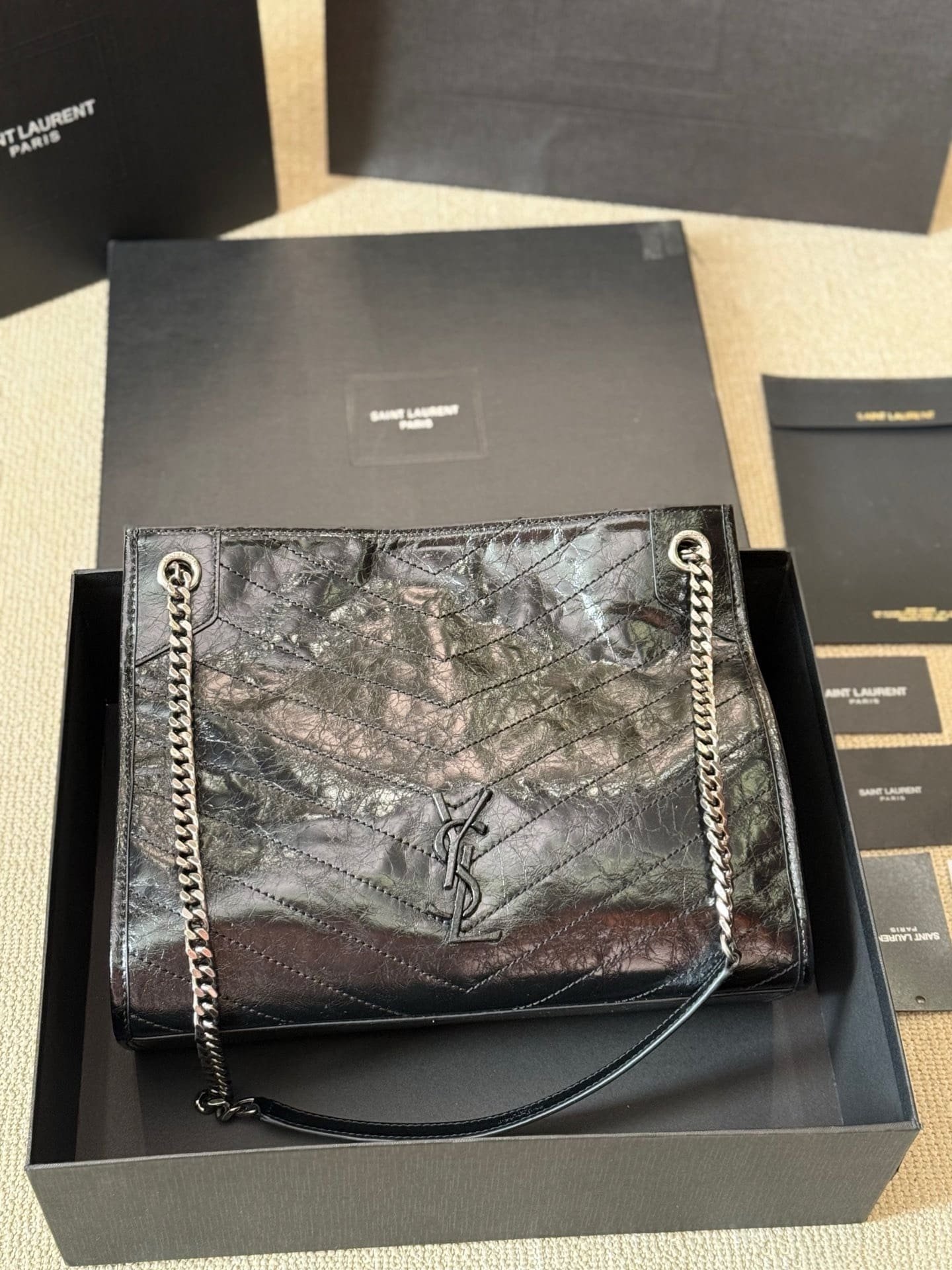 Sa1nt Lau*nt NIKI SHOPPING IN VINTAGE LEATHER
