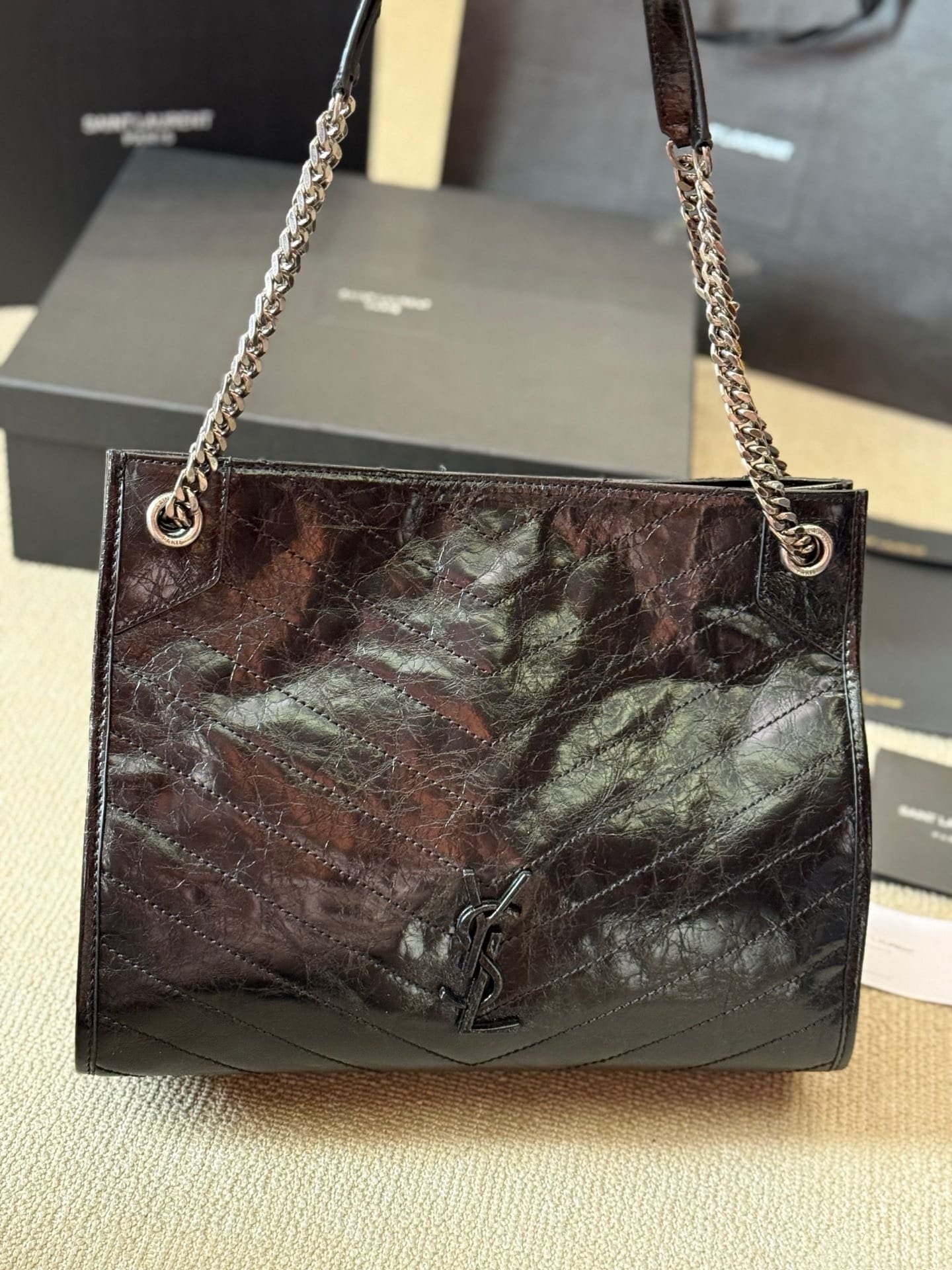 Sa1nt Lau*nt NIKI SHOPPING IN VINTAGE LEATHER