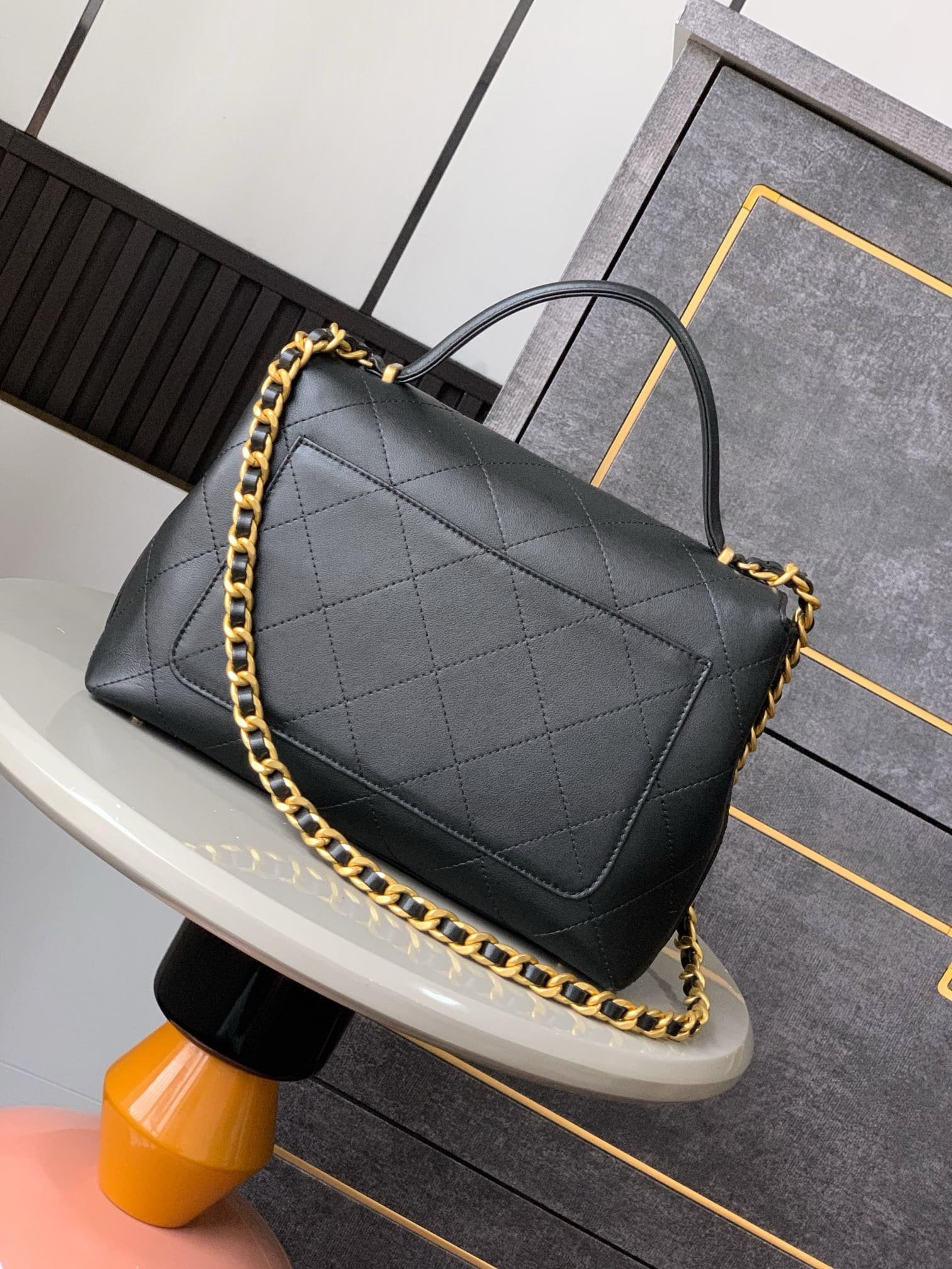 Ch**el LARGE FLAP BAG WITH TOP HANDLE