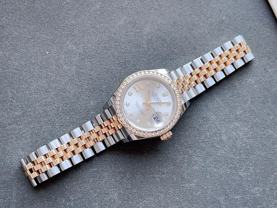 R01ex Lady-Datejust Silver D1am0nd Dial, D1am0nd Bezel, Steel & Gold, 279383RBR