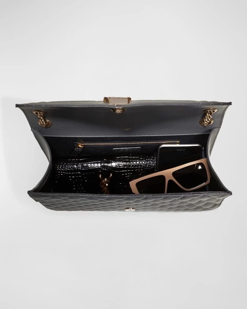 Sa1nt Lau*nt Envelope Triquilt Large Y51 Shoulder Bag in Grained Leather