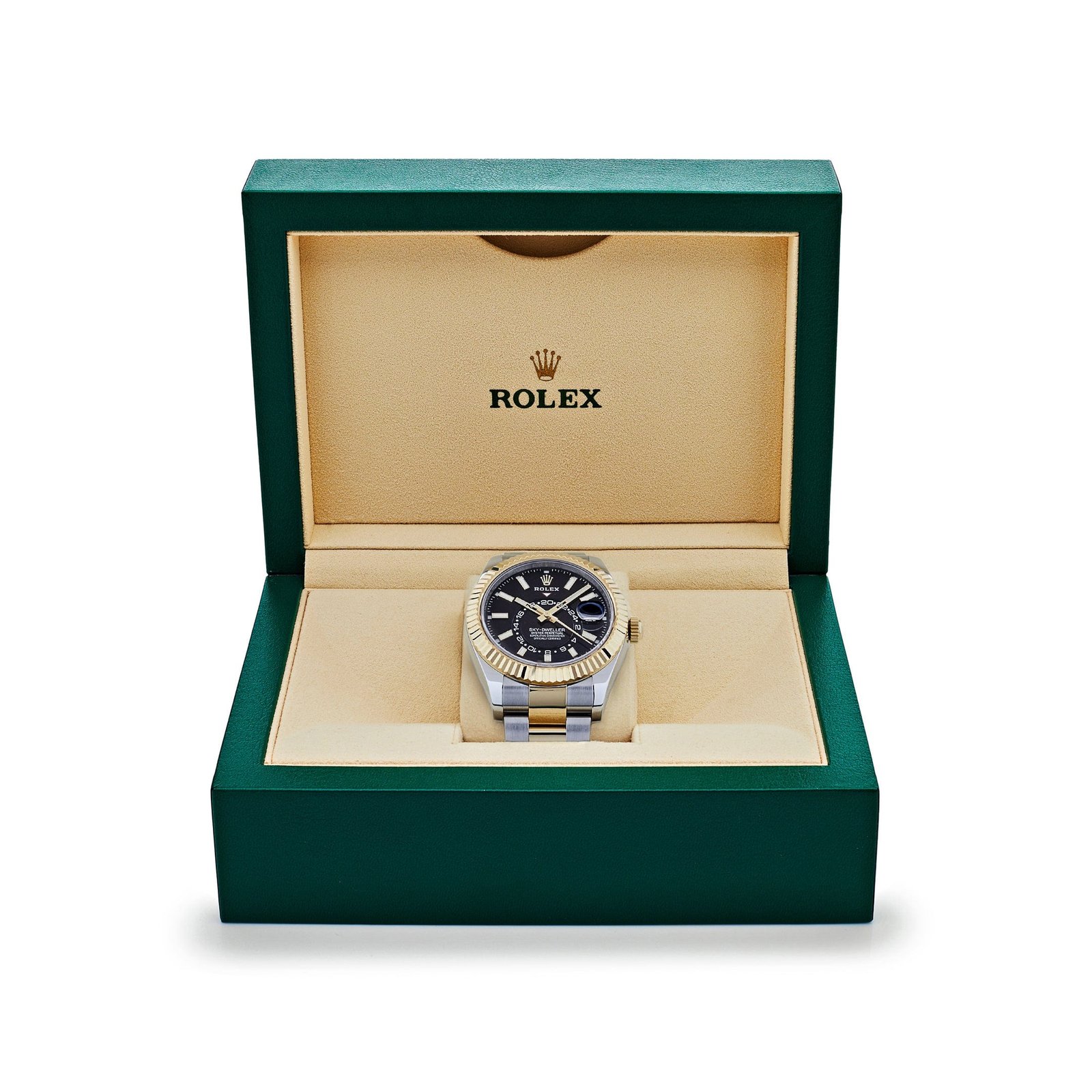 R01ex Sky-Dweller 326933 Stainless Steel Yellow Gold Black Dial (2020)