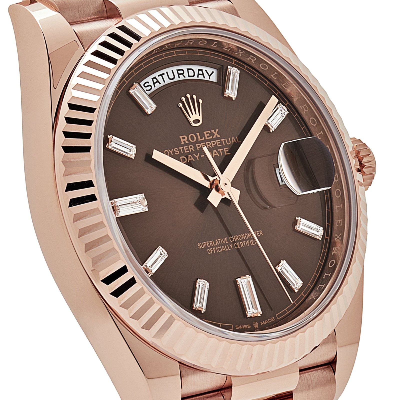 R01ex Day-Date 40 228235 Rose Gold Chocolate Baguette D1am0nd Dial (2024)