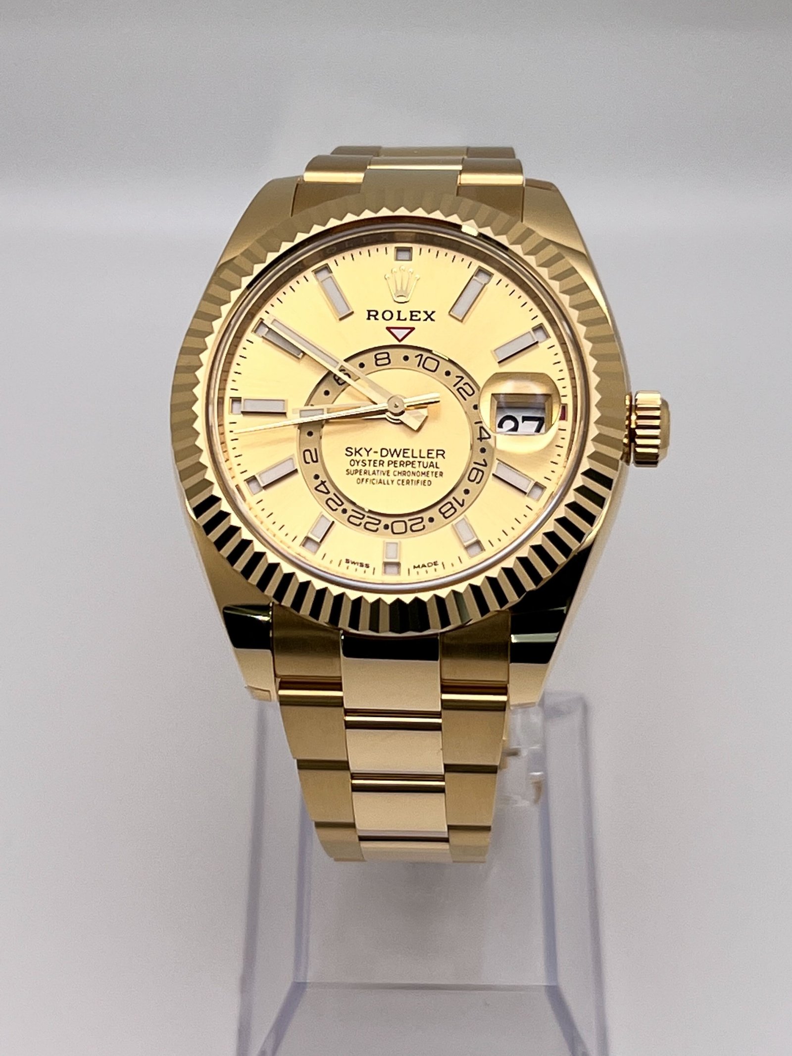 R01ex Sky-Dweller 326938 Yellow Gold Champagne Dial