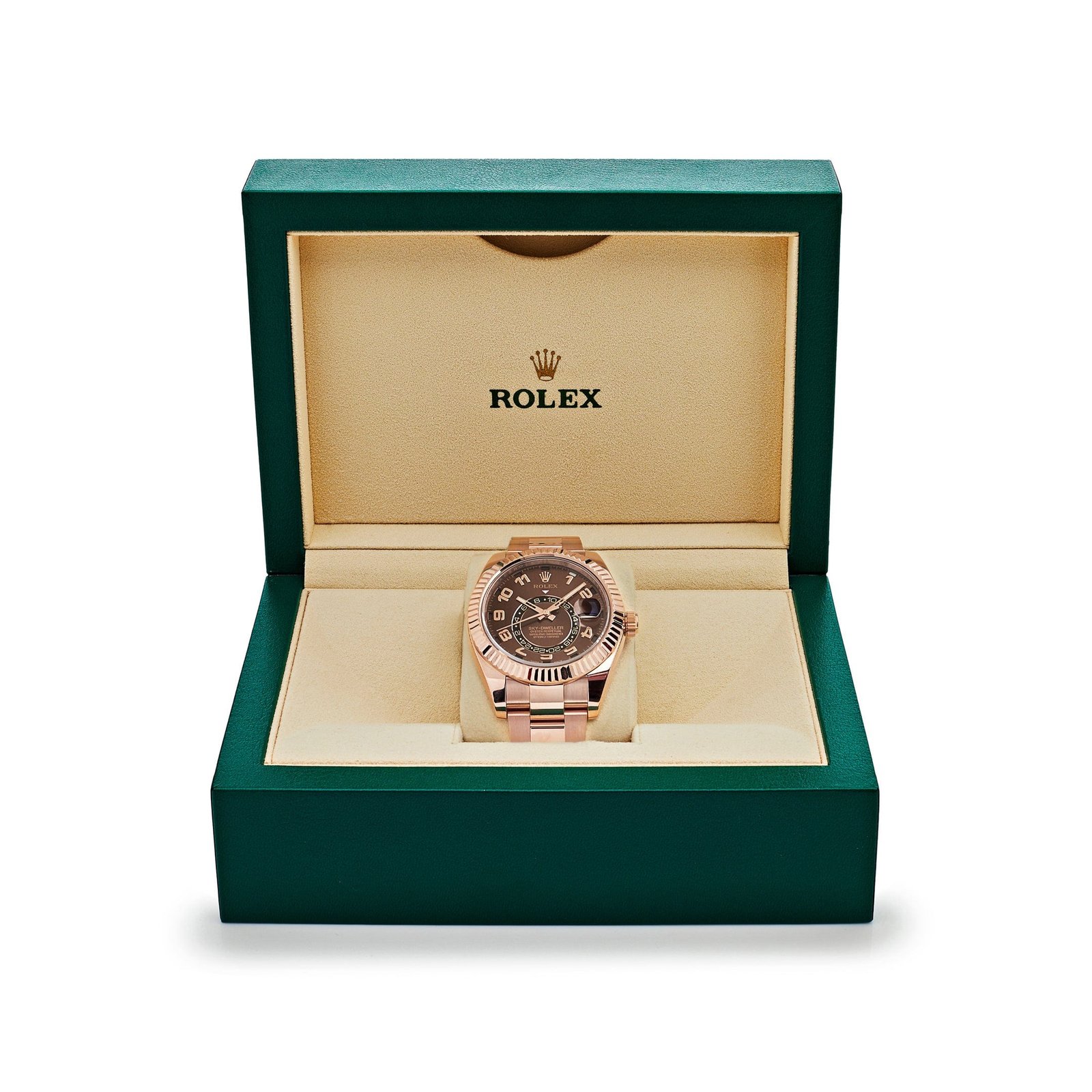 R01ex Sky-Dweller 326935 Rose Gold Chocolate Arabic Numeral Dial