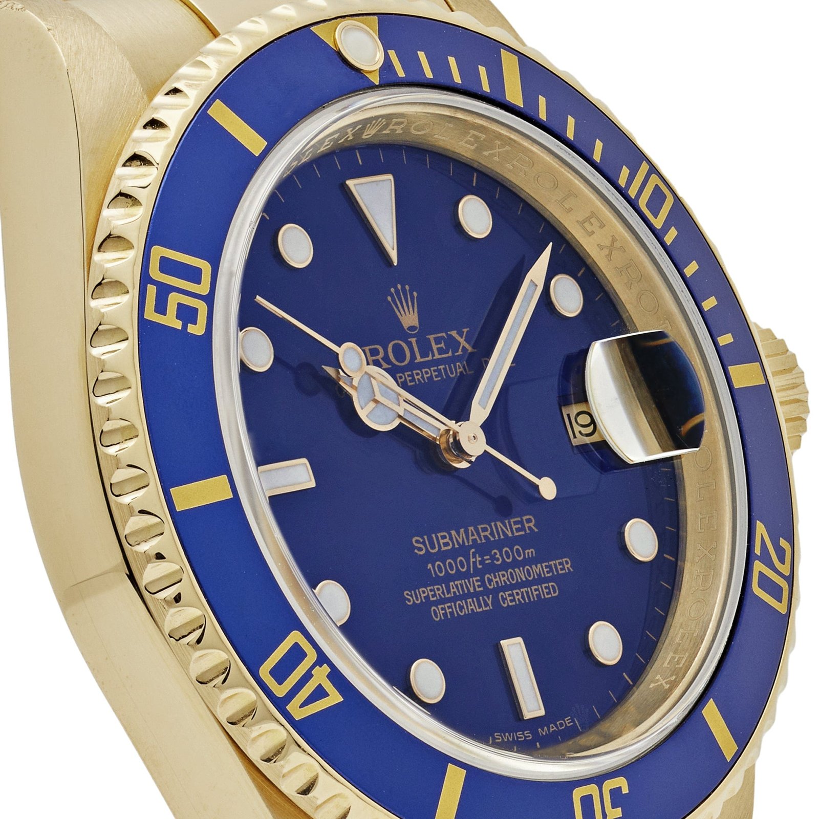 R01ex Submariner Date 16618LB Yellow Gold Blue Dial