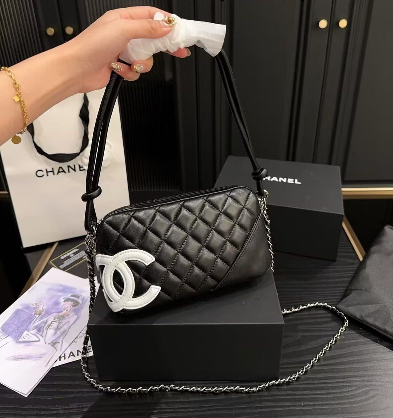 Ch**el Cambon leather handbag