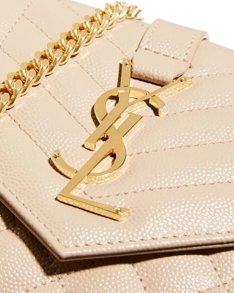 Sa1nt Lau*nt Envelope Triquilt Y51 Wallet on Chain in Grained Leather