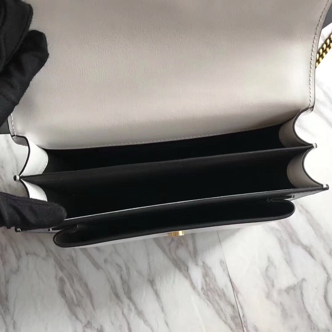 Sa1nt Lau*nt  Calfskin Bi-Color Medium Monogram Sunset Black Pearl White