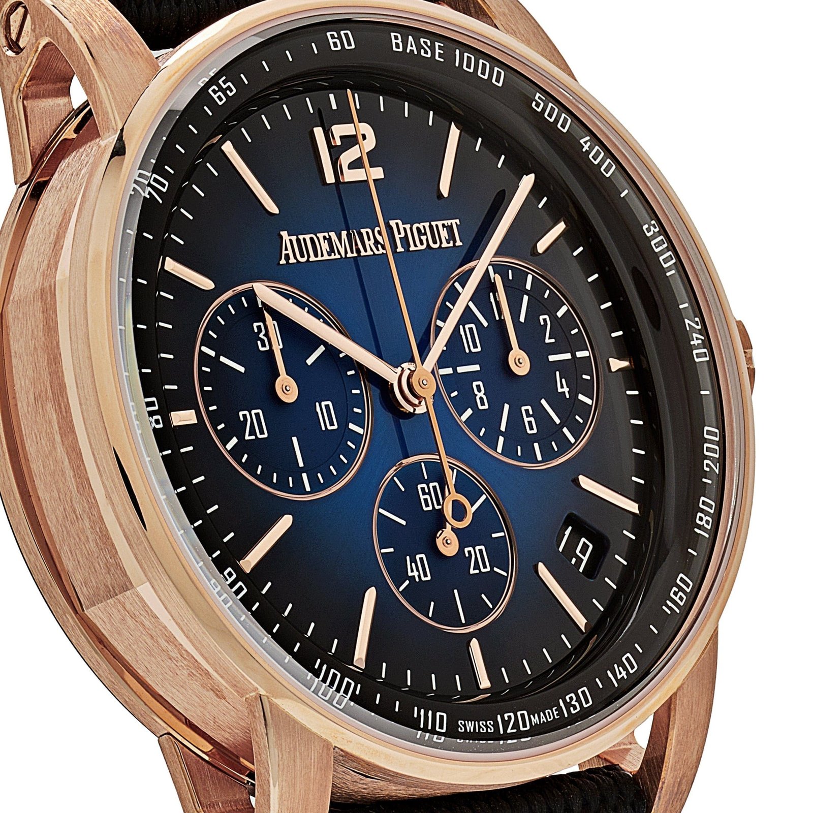 Audemars P1g*et Code 11.59 26393OR.OO.A002KB.03 Selfwinding Chronograph Rose Gold Blue Dial
