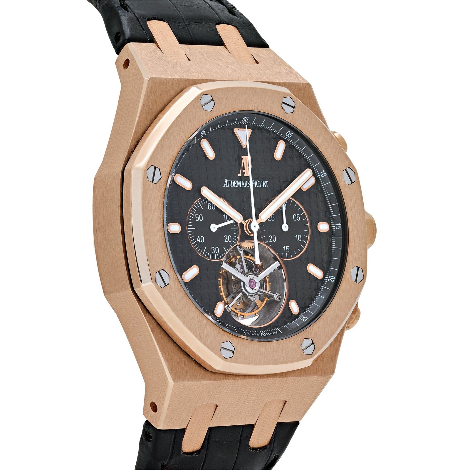 Audemars P1g*et Royal Oak 25977OR.OO.D002CR.01 Chronograph Tourbillon Rose Gold Black Dial