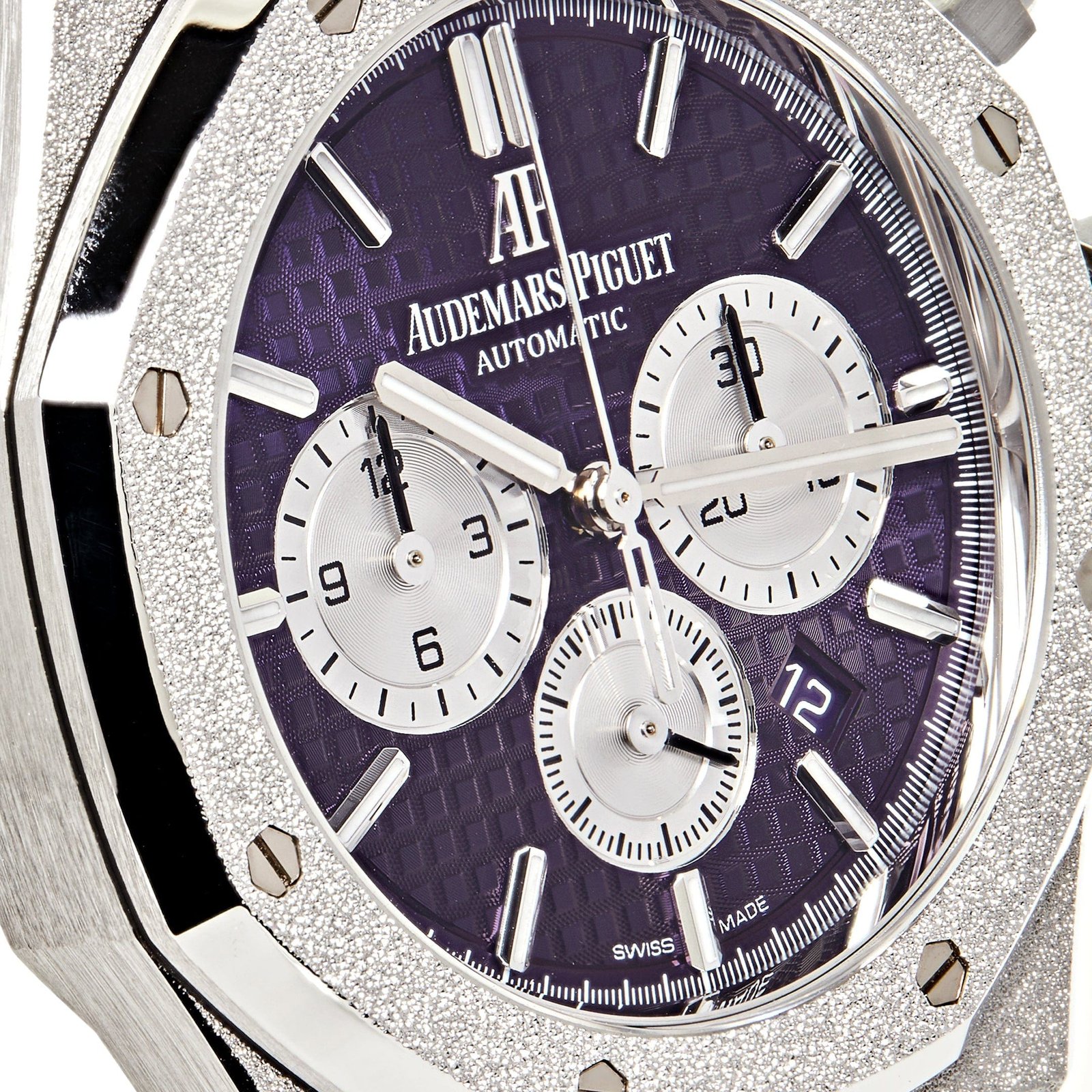 Audemars P1g*et Royal Oak 26331BC.GG.1224BC.01 Chronograph Purple Dial Frosted White Gold