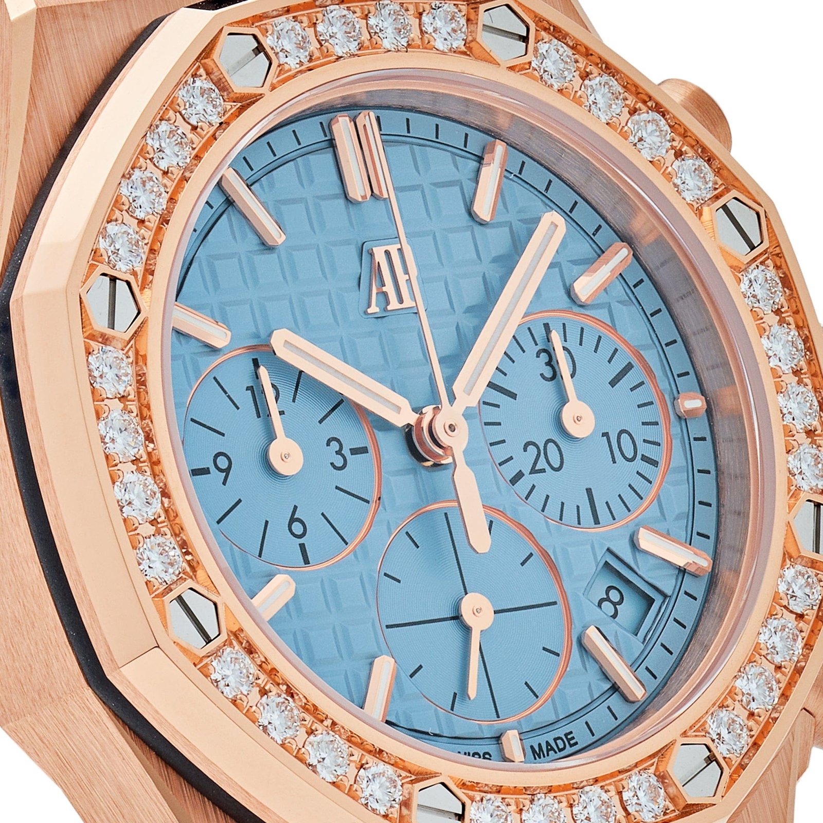 Audemars P1g*et Royal Oak Offshore 26231OR.ZZ.A085CA.01 Chronograph Rose Gold Blue Dial D1am0nd Bezel (2023)