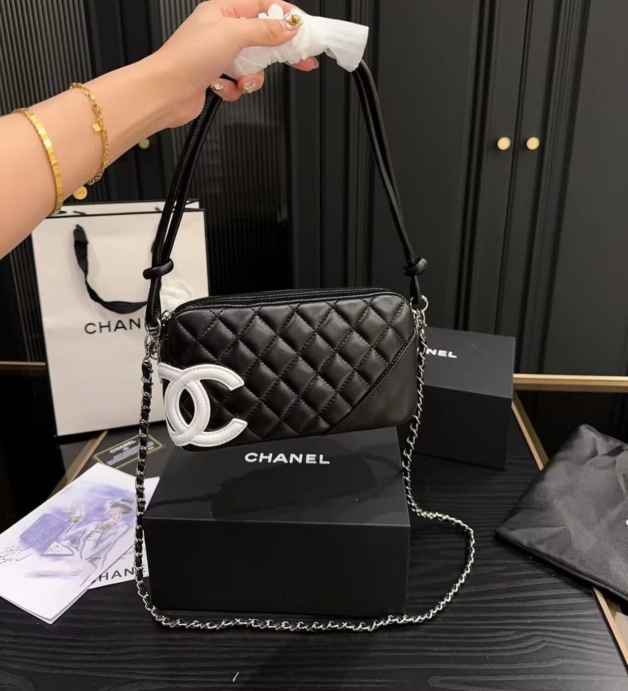 Ch**el Cambon leather handbag