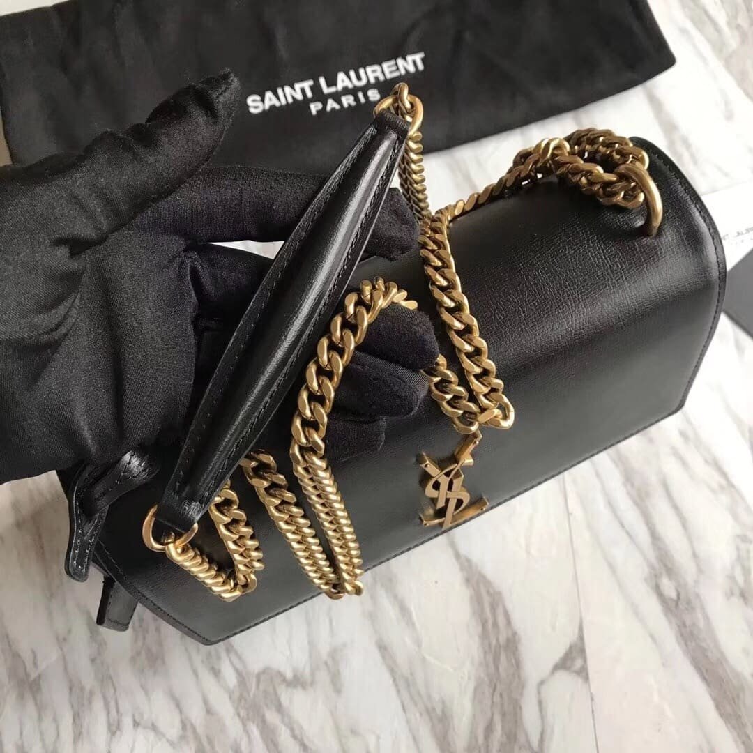 Sa1nt Lau*nt  Calfskin Bi-Color Medium Monogram Sunset Black Pearl White