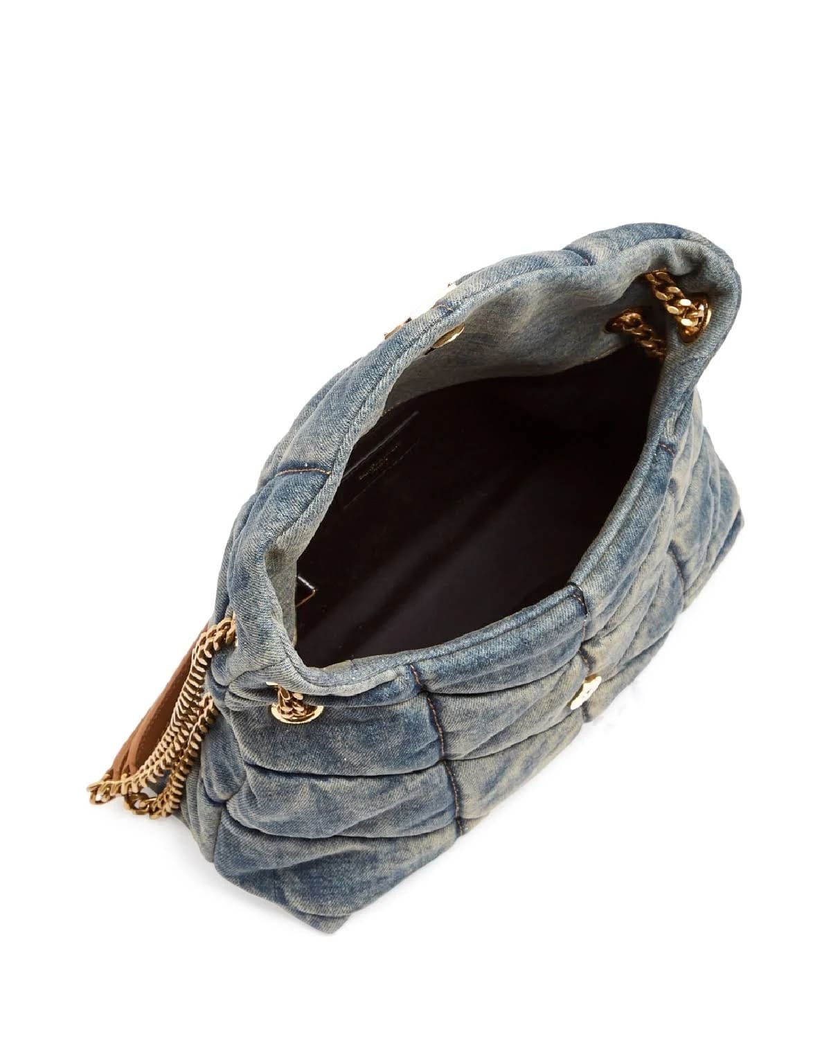 Sa1nt Lau*nt Denim LouLou Puffer Bag