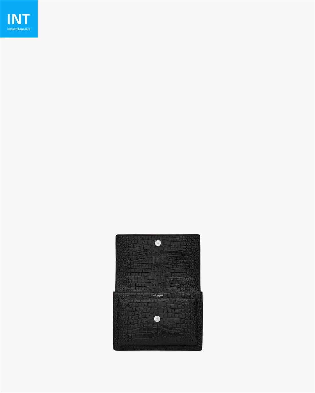 Sa1nt Lau*nt SUNSET MEDIUM IN CROCODILE-EMBOSSED LEATHER