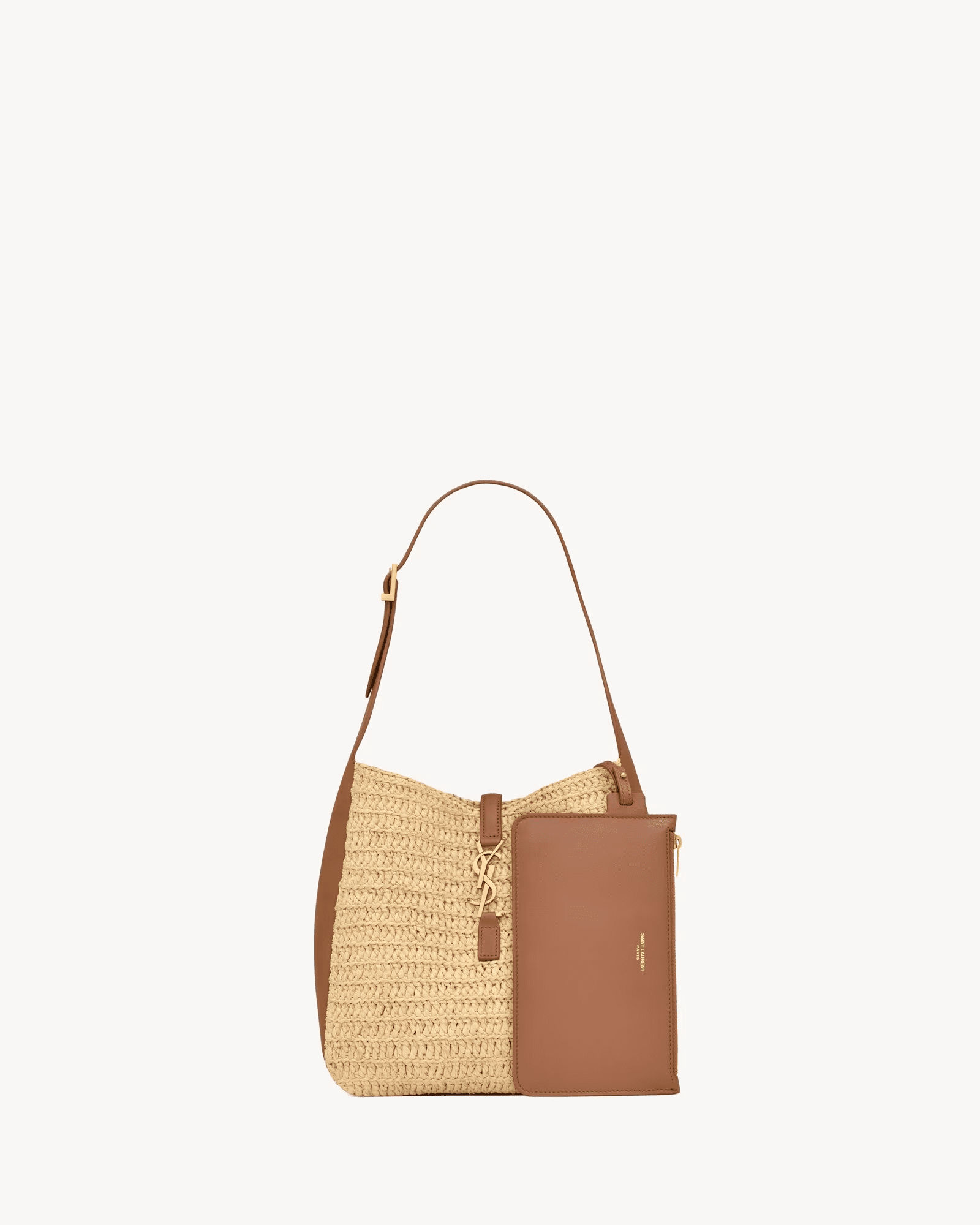 Sa1nt Lau*nt le 5 à 7 S*pple small in raffia and leather