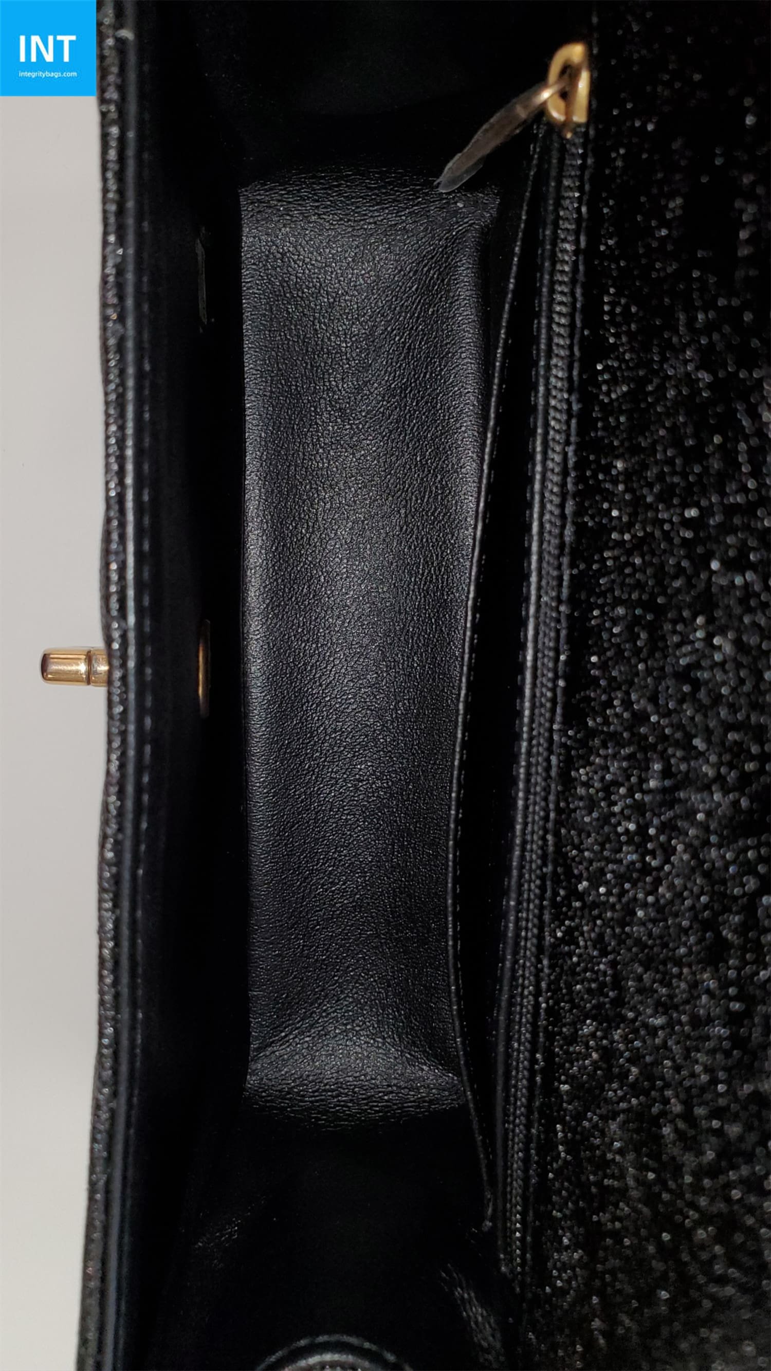 Ch**el Top Handle Mini Rectangular, Black Caviar with Matte Gold Hardware