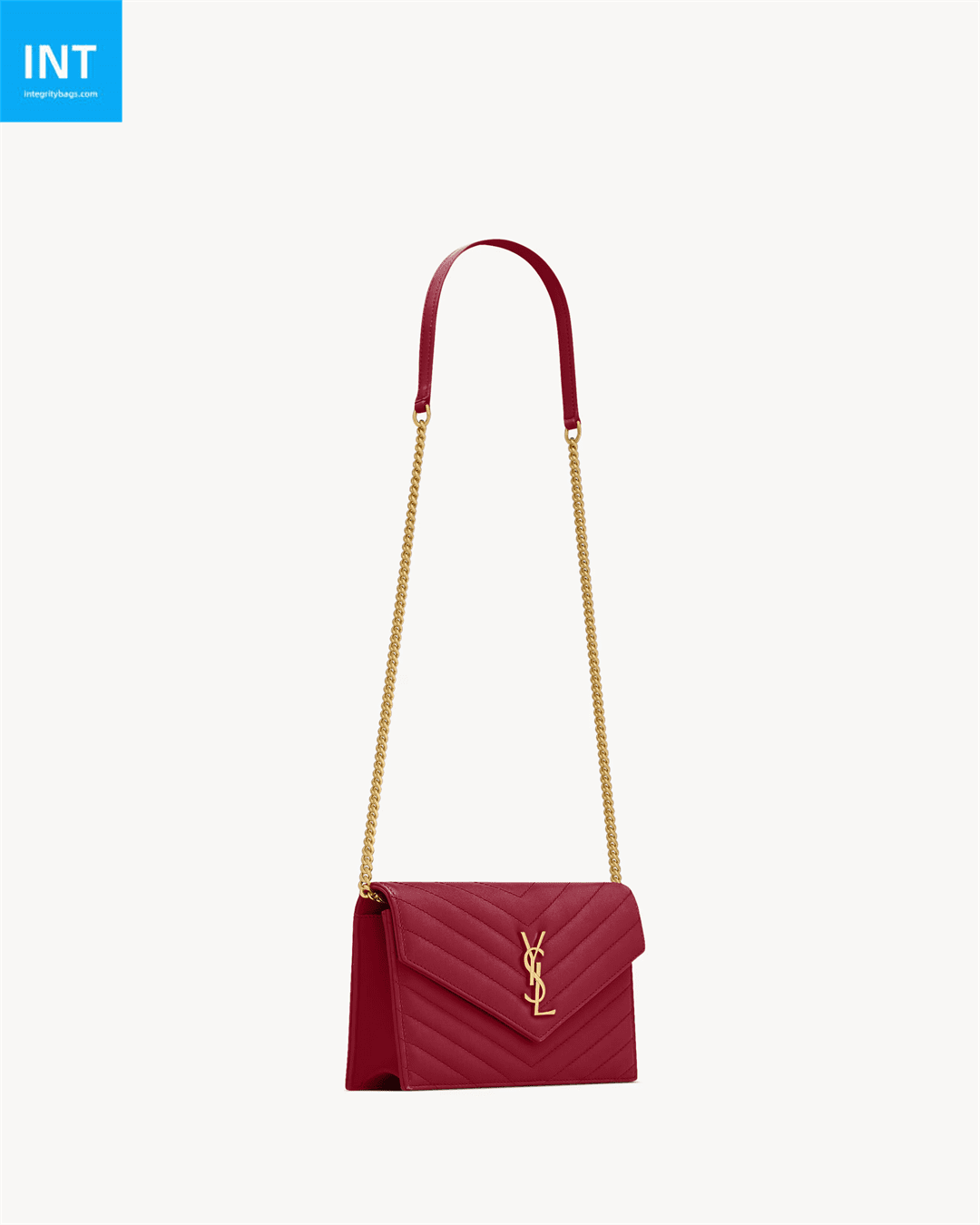 Sa1nt Lau*nt CASSANDRE envelope chain wallet in lambskin