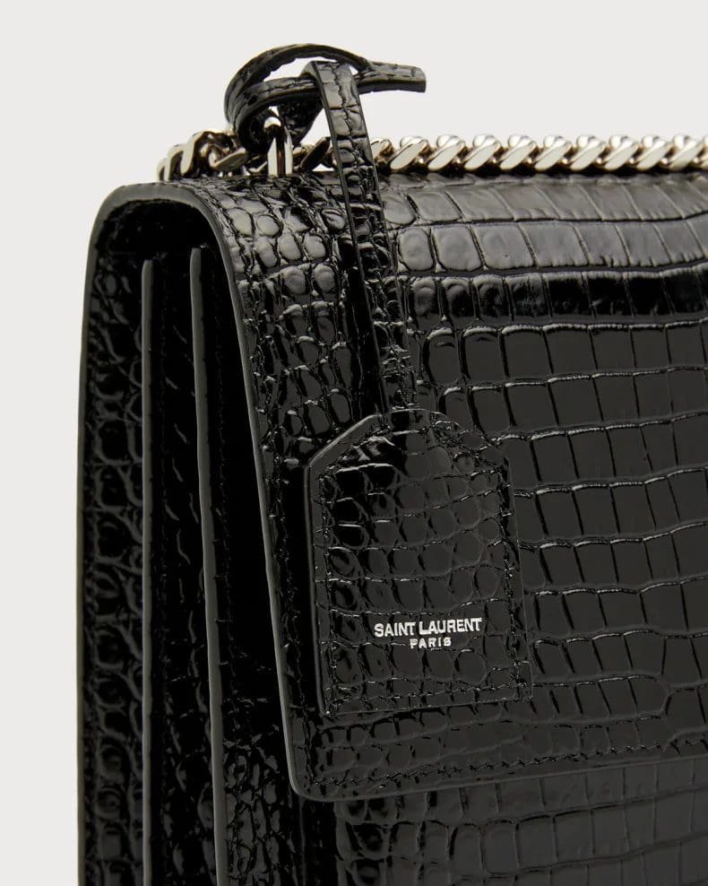 Sa1nt Lau*nt Sunset Medium In Crocodile Embossed Shiny Leather