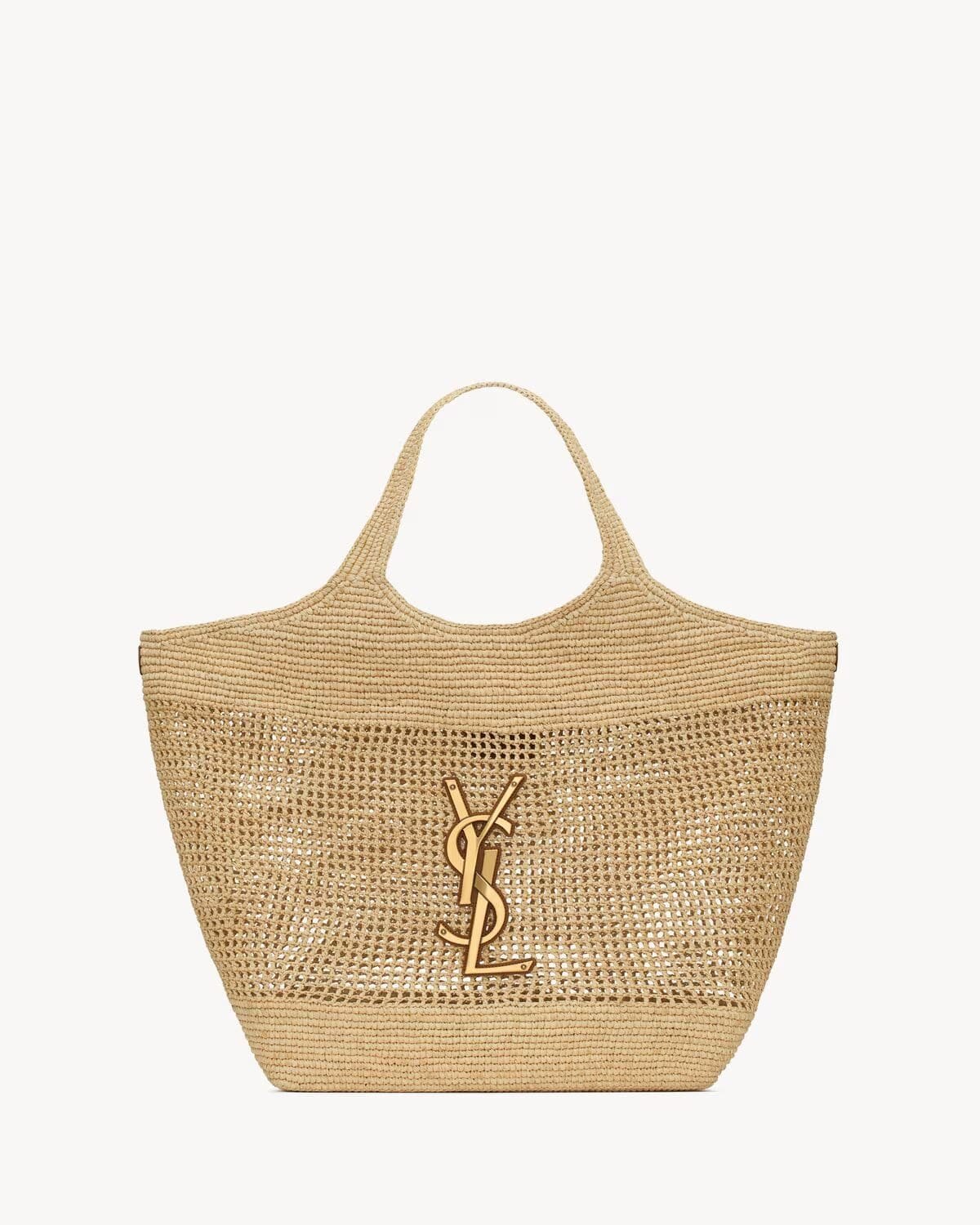 Sa1nt Lau*nt ICARE IN RAFFIA NATUREL AND BROWN GOLD