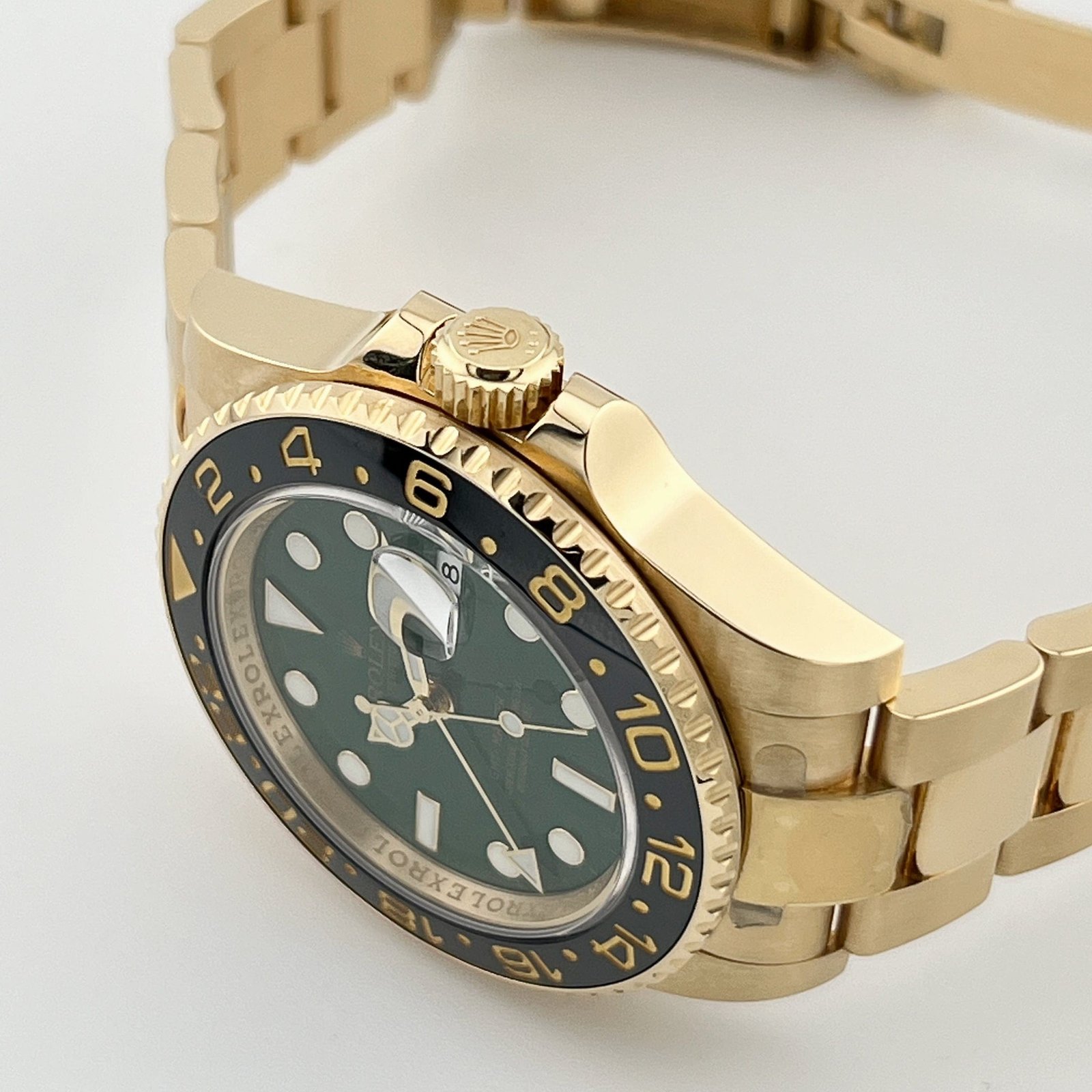 R01ex GMT-Master II 116718LN Yellow Gold Green Dial Black Bezel (2006)