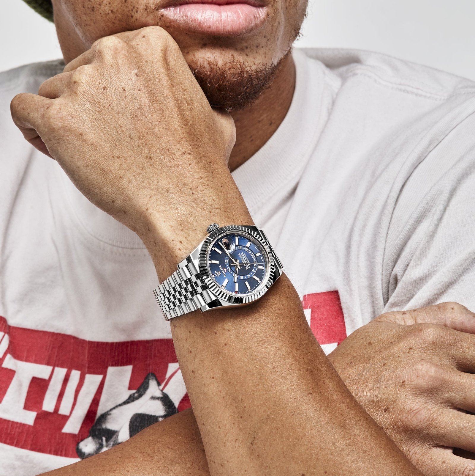 R01ex Sky-Dweller 326934 Stainless Steel Blue Dial Jubilee (2022)