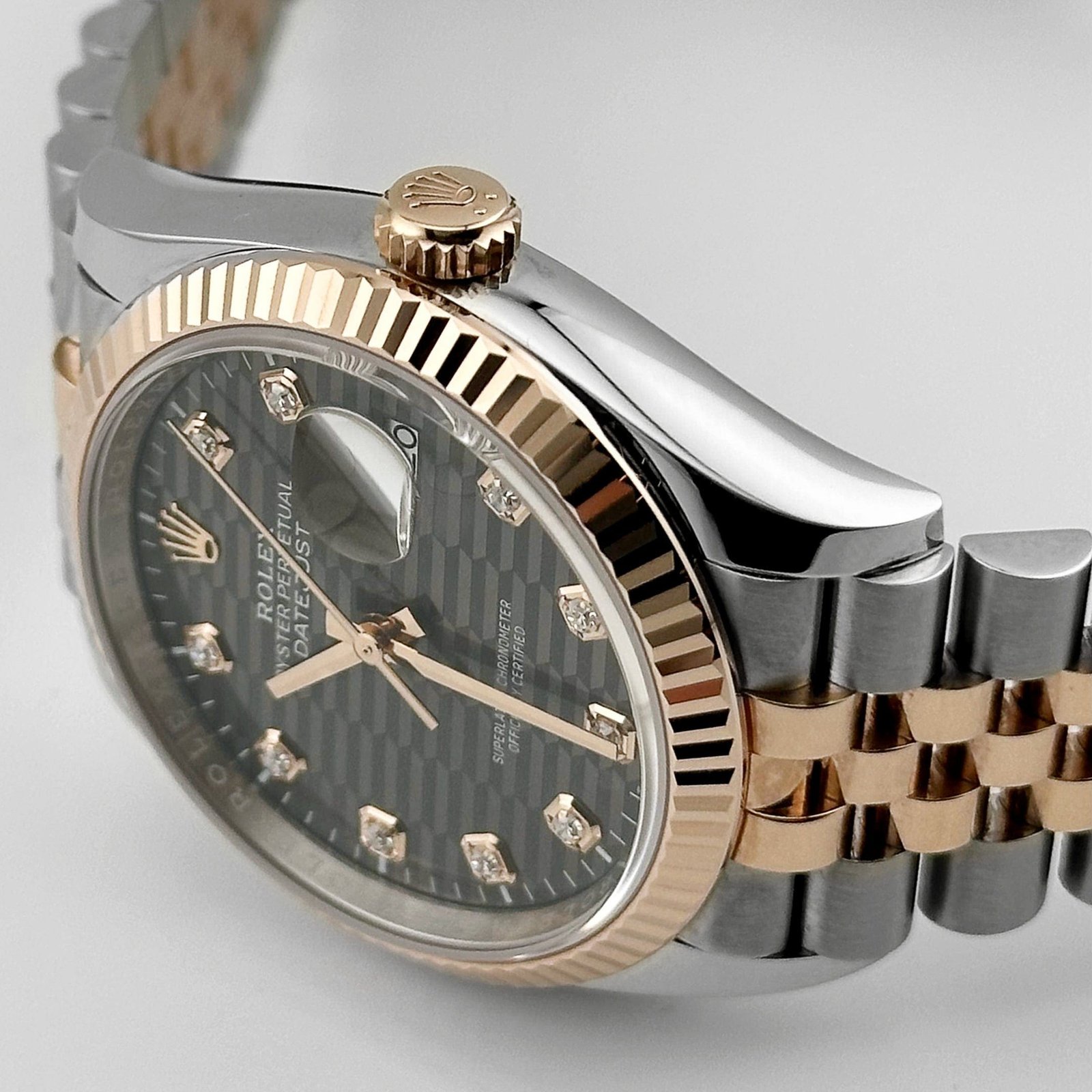 R01ex Datejust 36 126231 Rose Gold Stainless Steel Slate Motif D1am0nd Dial (2023)