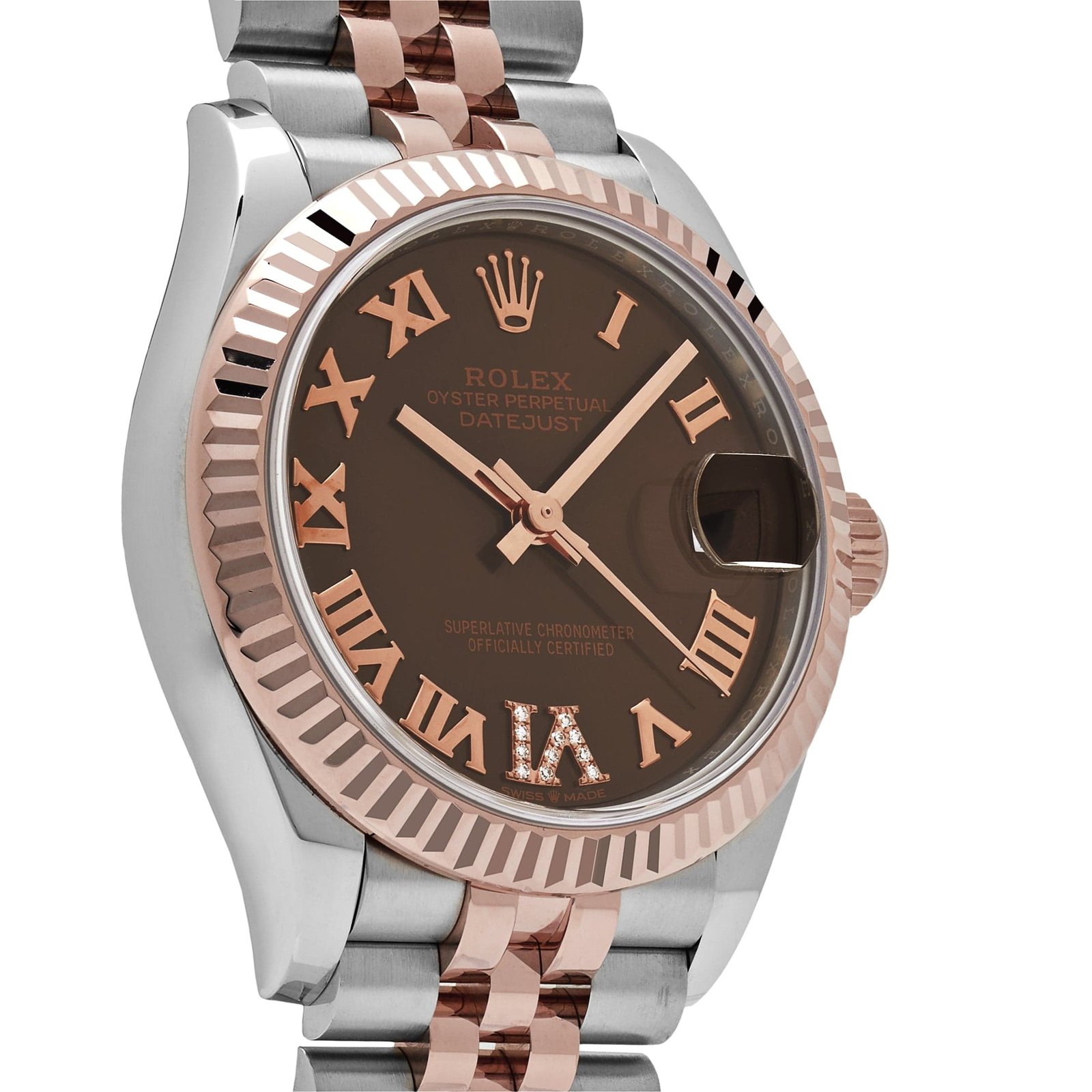R01ex Datejust 31 278271 ‘Ladies’ Rose Gold Stainless Steel Roman Chocolate Dial Jubilee (2024)