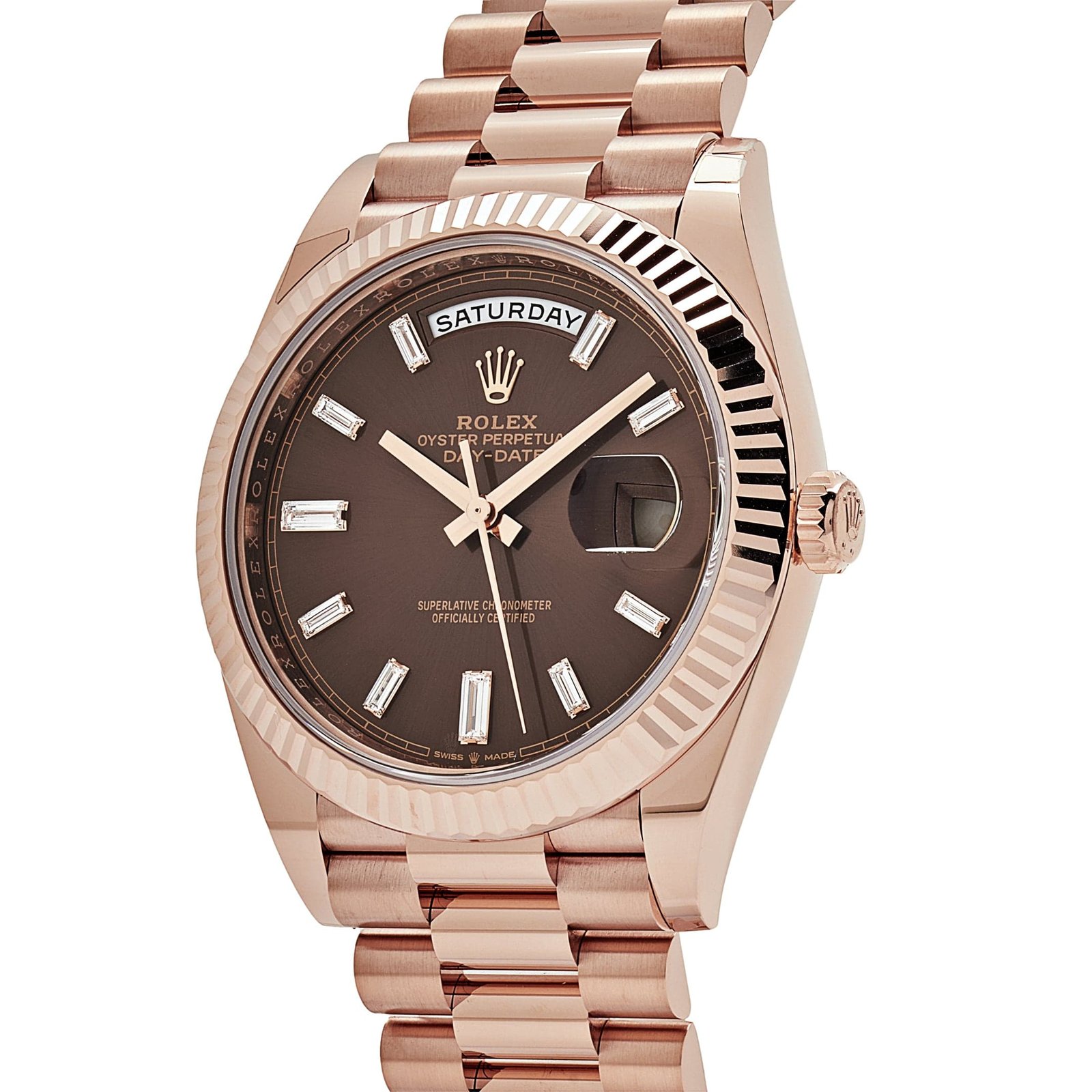R01ex Day-Date 40 228235 Rose Gold Chocolate Baguette D1am0nd Dial (2024)