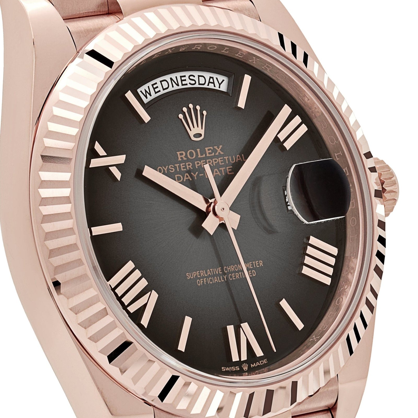 R01ex Day-Date 40 228235 Rose Gold Slate Ombre Dial