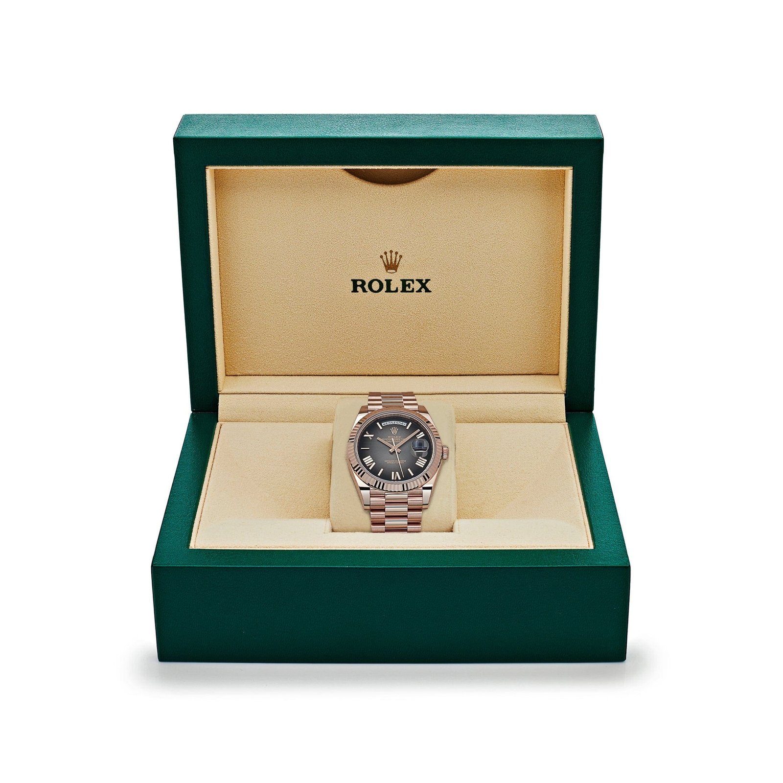 R01ex Day-Date 40 228235 Rose Gold Slate Ombre Dial
