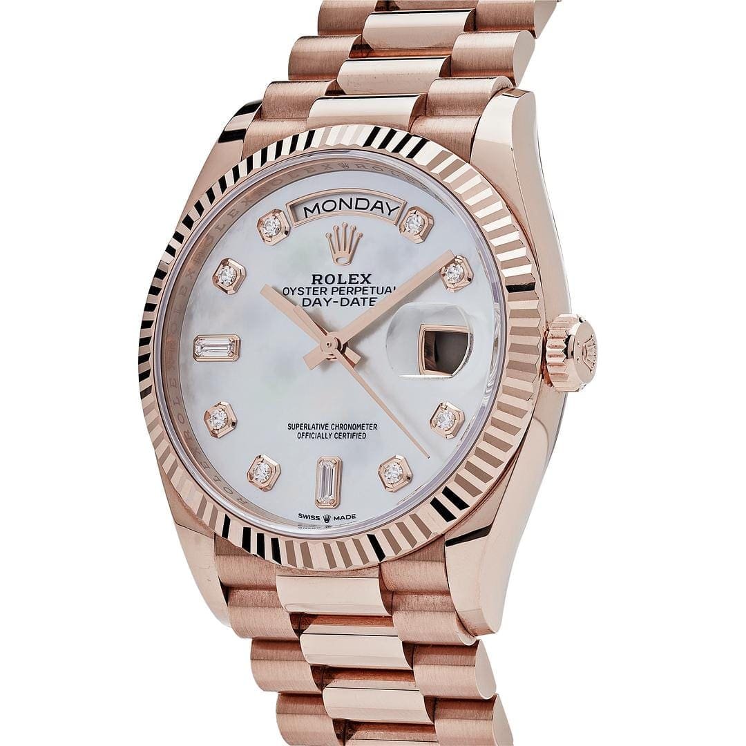 R01ex Day-Date 36 128235 Rose Gold Mother of Pearl D1am0nd Dial