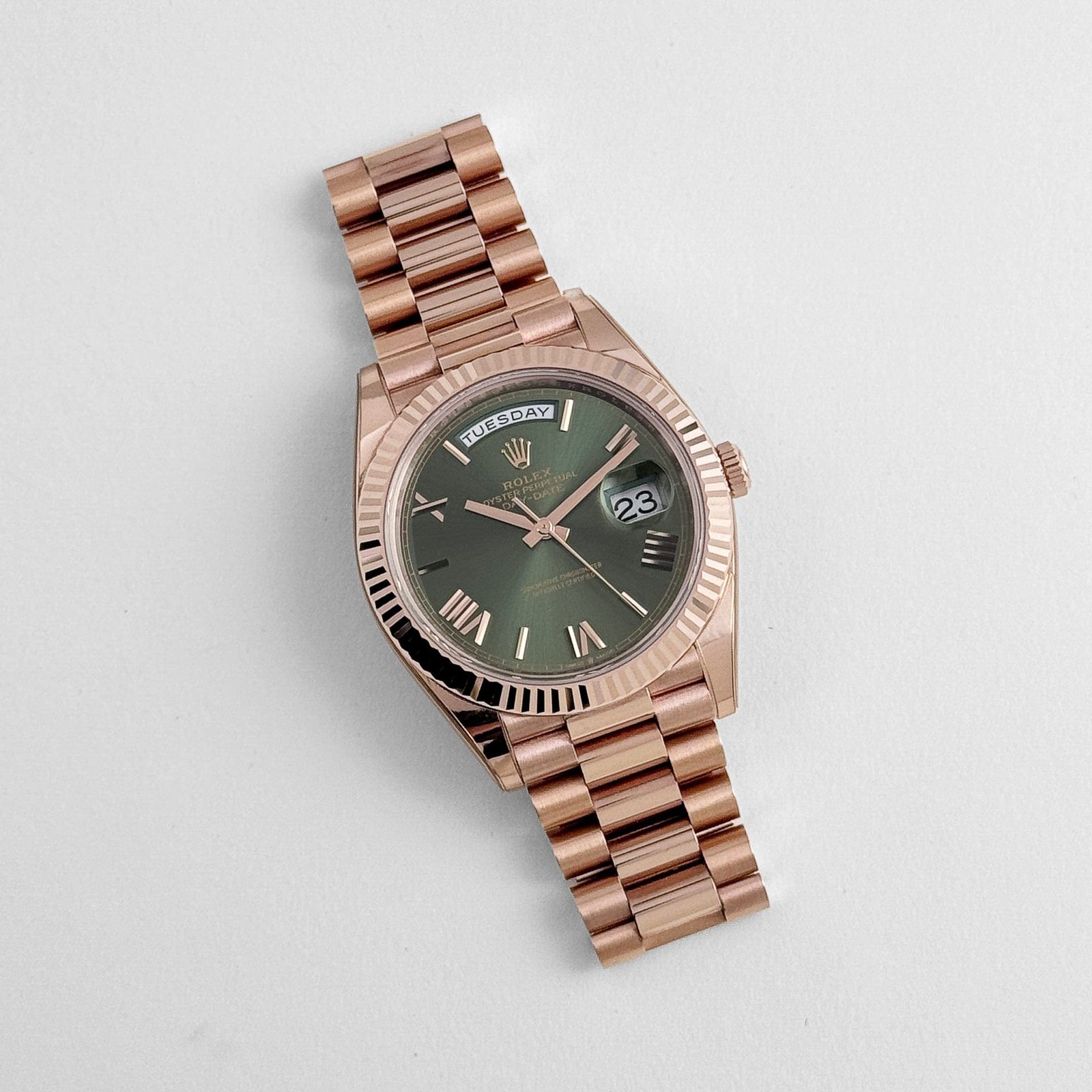 R01ex Day-Date 40 228235 Rose Gold Olive Green Dial (2023)